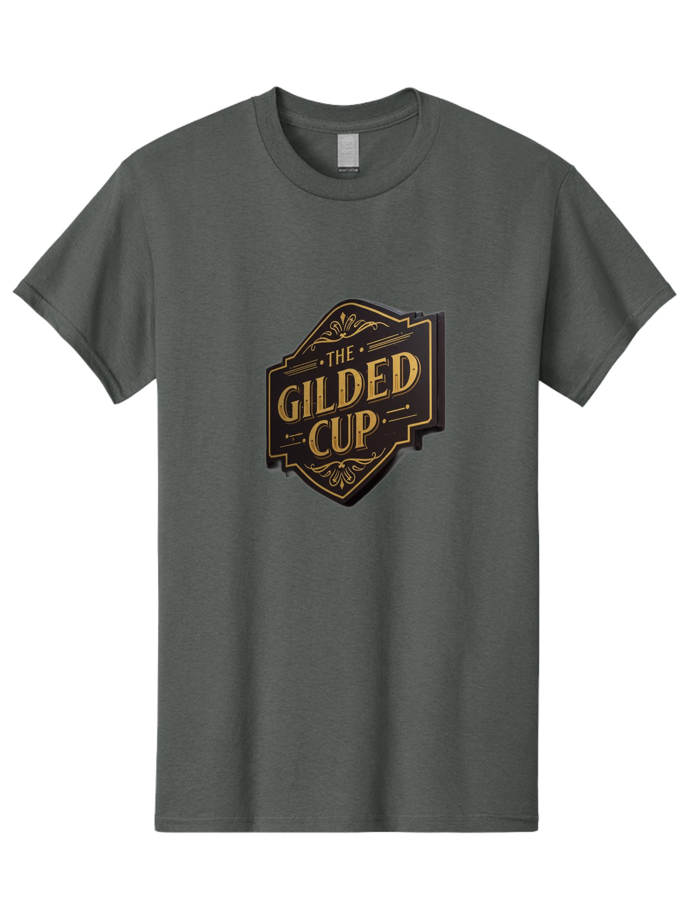 Gilded-Cup Men'S Graphic Tee, 100% Cotton, Comfortable Casual Summer Wear, Machine Washable, The Gilded Cup, Luxury Branding, Elegant Font, Gold And Black Logo, Vintage Style, Ornate Design, Sophistication, Premium Feel Baa736 7