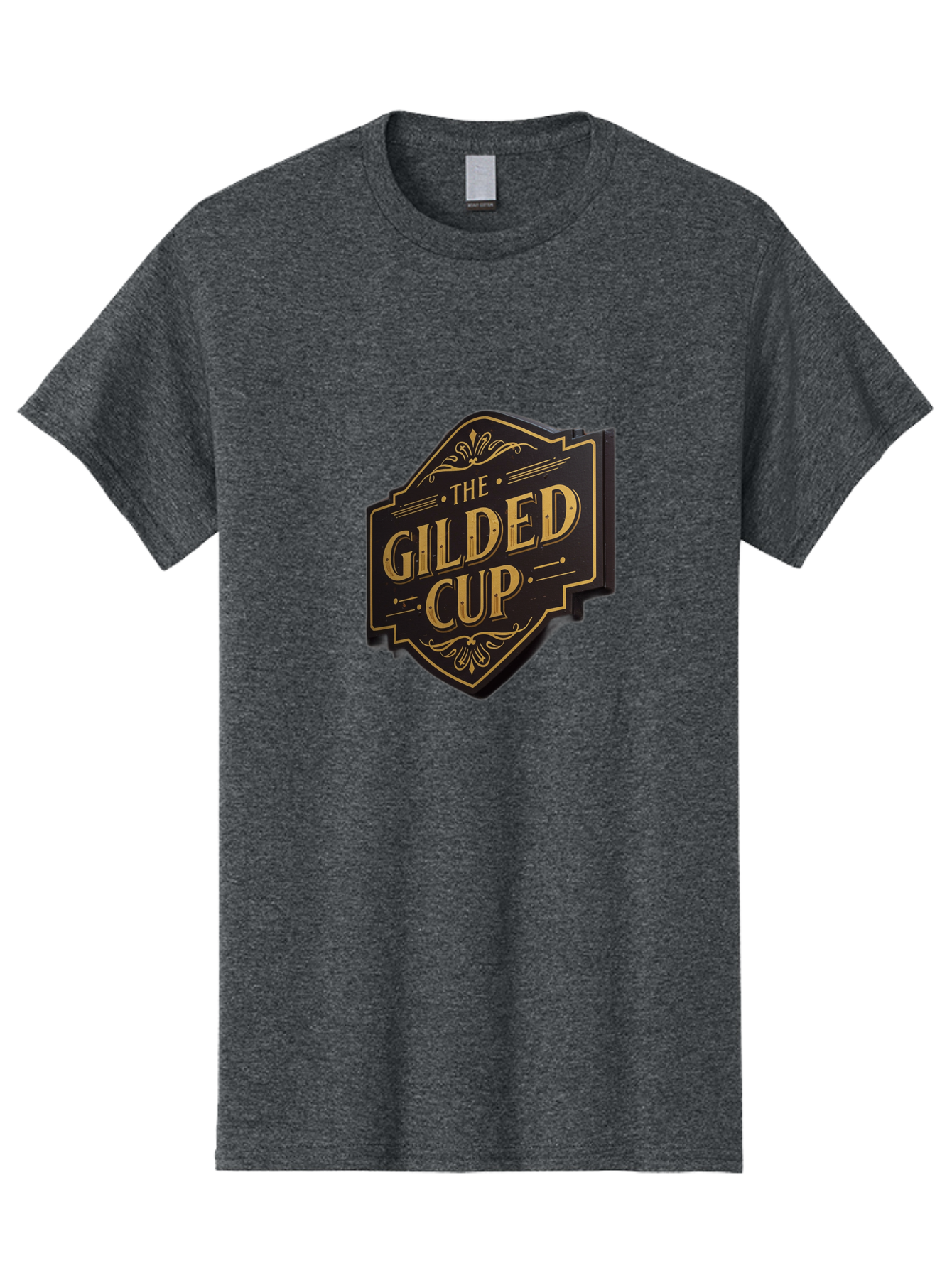 Gilded-Cup Men'S Graphic Tee, 100% Cotton, Comfortable Casual Summer Wear, Machine Washable, The Gilded Cup, Luxury Branding, Elegant Font, Gold And Black Logo, Vintage Style, Ornate Design, Sophistication, Premium Feel Baa736 1