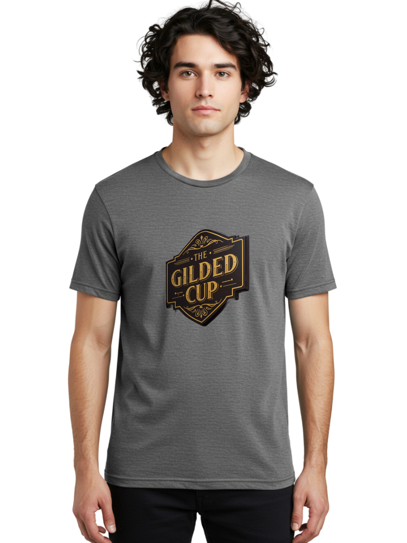 Gilded-Cup Men'S Graphic Tee, 100% Cotton, Comfortable Casual Summer Wear, Machine Washable, The Gilded Cup, Luxury Branding, Elegant Font, Gold And Black Logo, Vintage Style, Ornate Design, Sophistication, Premium Feel Baa736 12