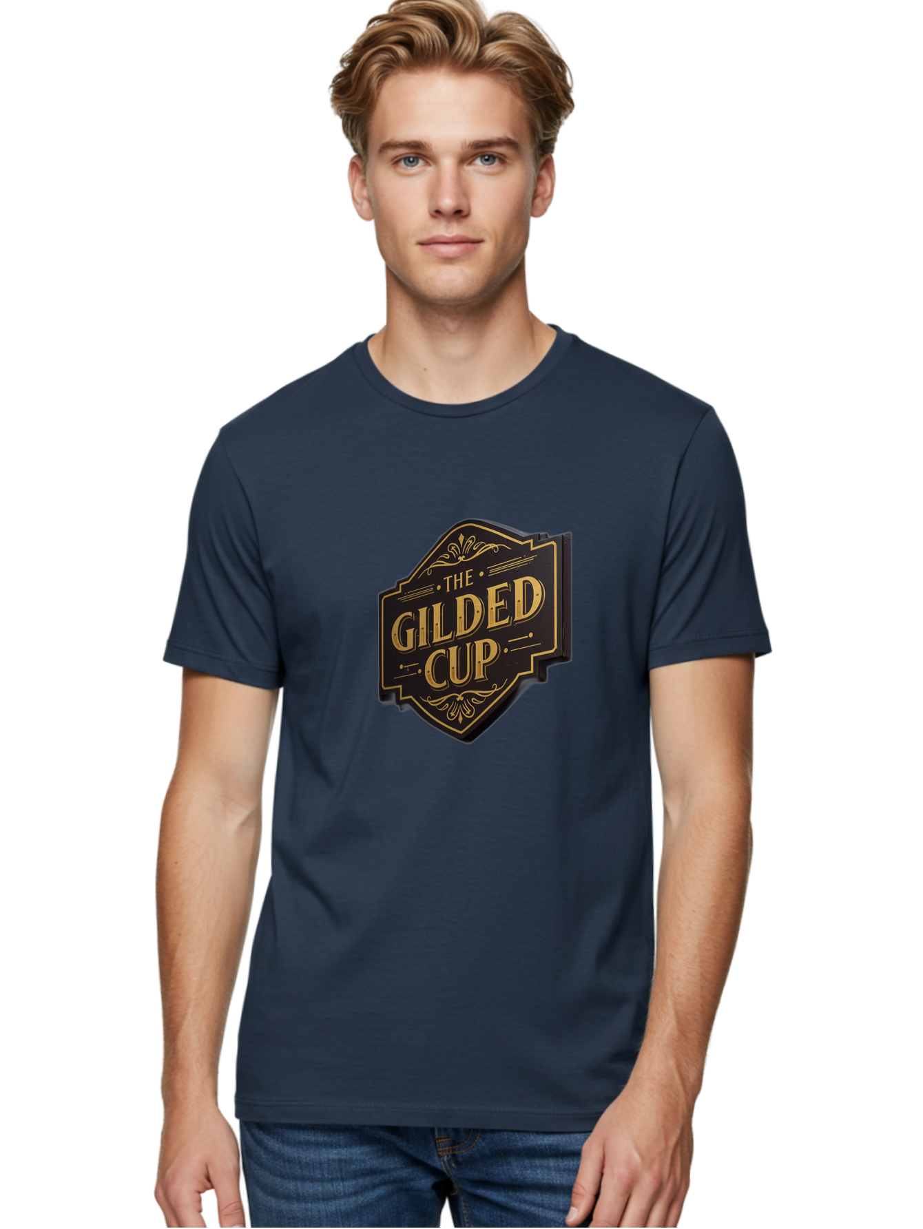 Gilded-Cup Men'S Graphic Tee, 100% Cotton, Comfortable Casual Summer Wear, Machine Washable, The Gilded Cup, Luxury Branding, Elegant Font, Gold And Black Logo, Vintage Style, Ornate Design, Sophistication, Premium Feel Baa736 4