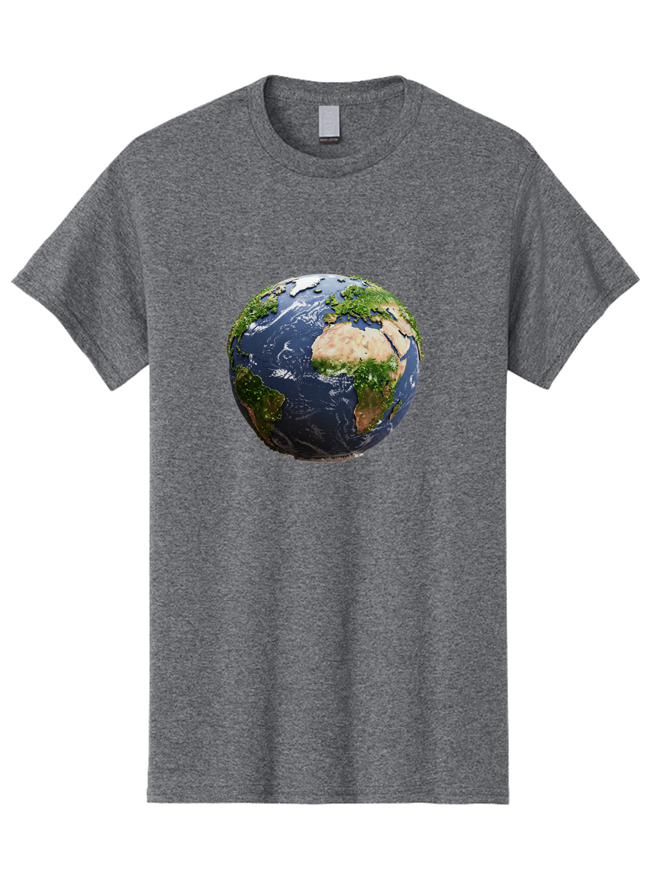Globe-12 Men'S Graphic Tee, 100% Cotton, Comfortable Casual Summer Wear, Machine Washable, Globe Showing Africa, Europe, And Atlantic Ocean, Global View, Planet Earth, Continents, Oceans, Digital Rendering, 3D Visualization, World Map Baa741 15