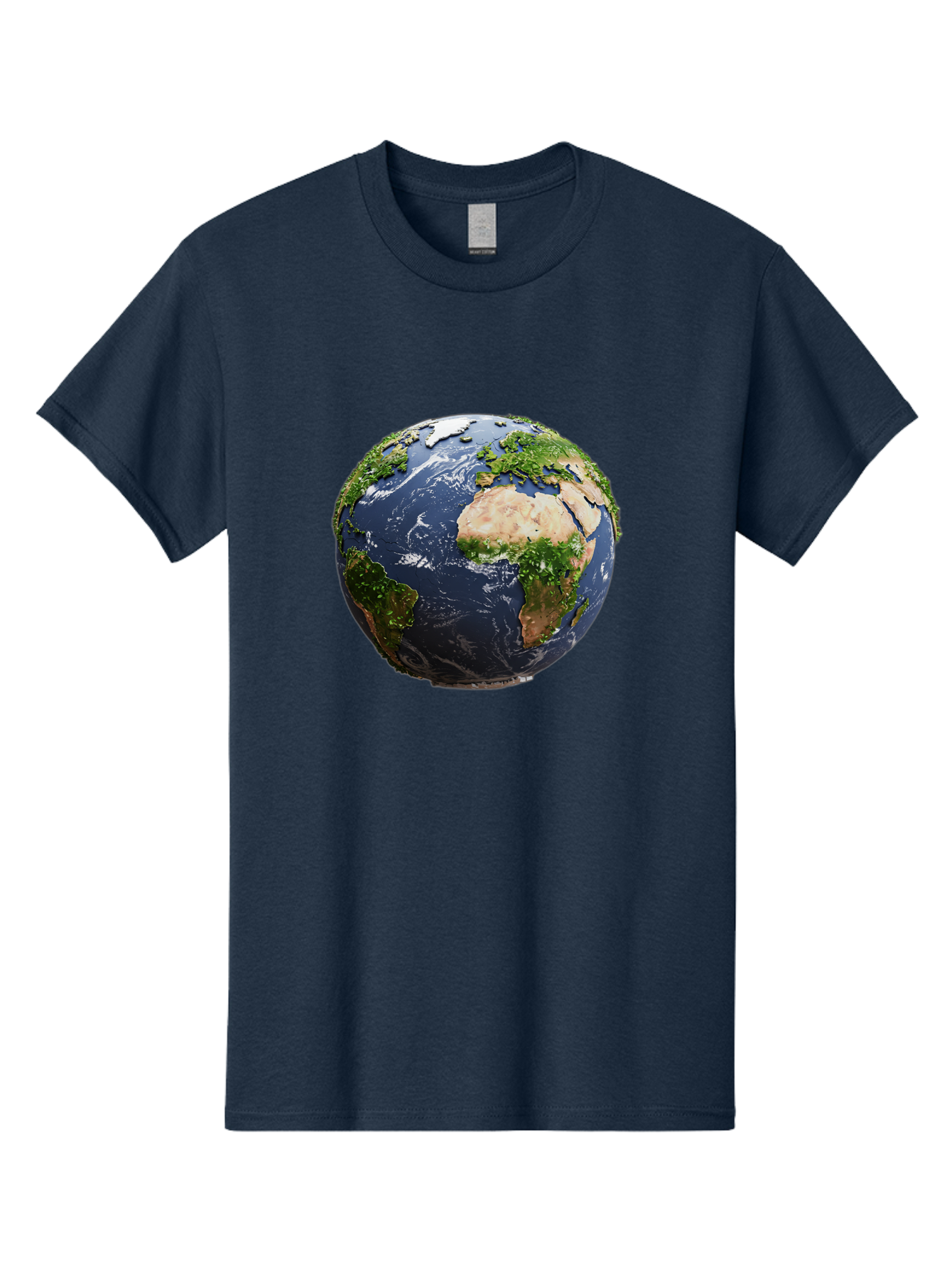 Globe-12 Men'S Graphic Tee, 100% Cotton, Comfortable Casual Summer Wear, Machine Washable, Globe Showing Africa, Europe, And Atlantic Ocean, Global View, Planet Earth, Continents, Oceans, Digital Rendering, 3D Visualization, World Map Baa741 5