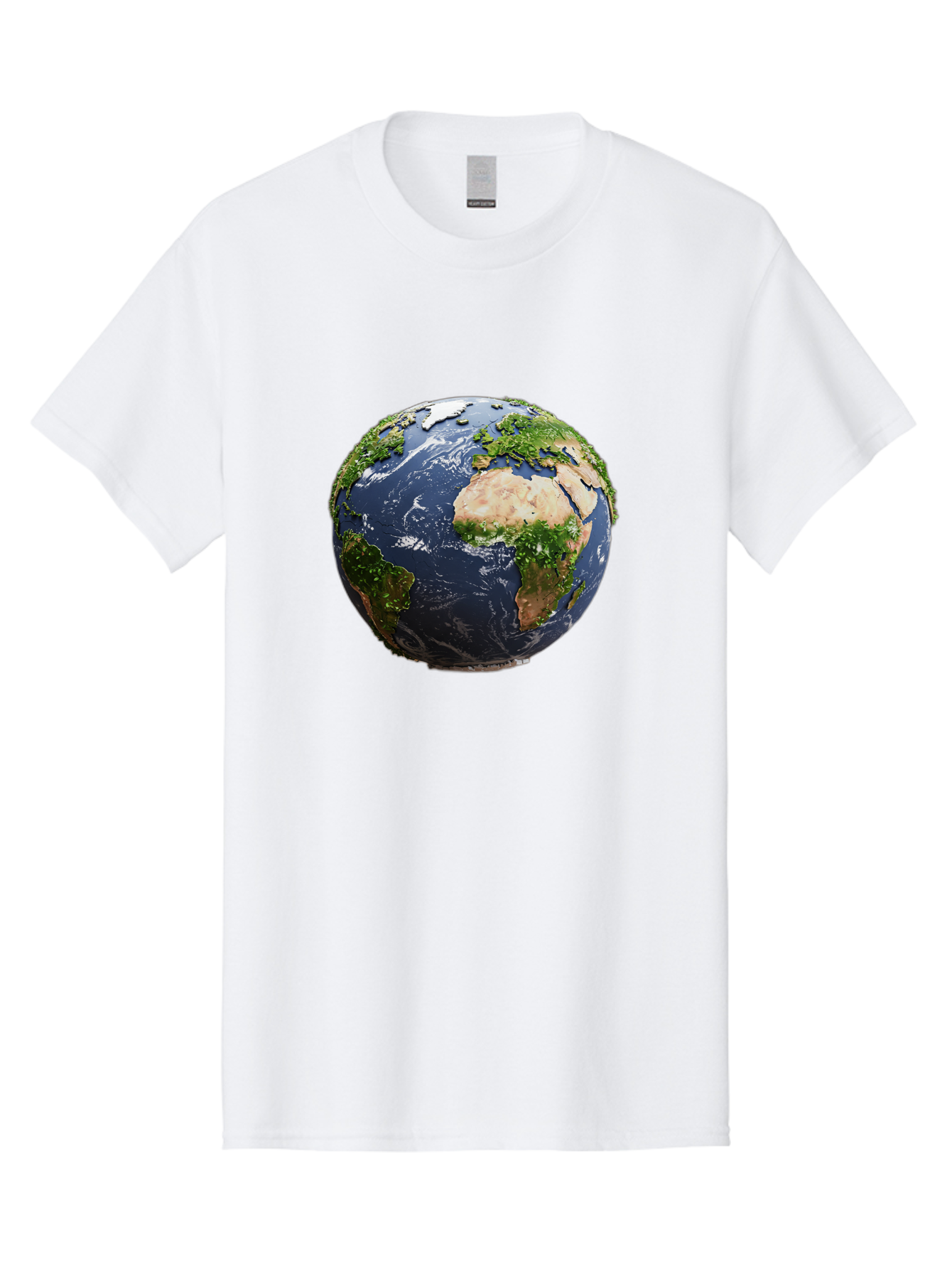Globe-12 Men'S Graphic Tee, 100% Cotton, Comfortable Casual Summer Wear, Machine Washable, Globe Showing Africa, Europe, And Atlantic Ocean, Global View, Planet Earth, Continents, Oceans, Digital Rendering, 3D Visualization, World Map Baa741 7