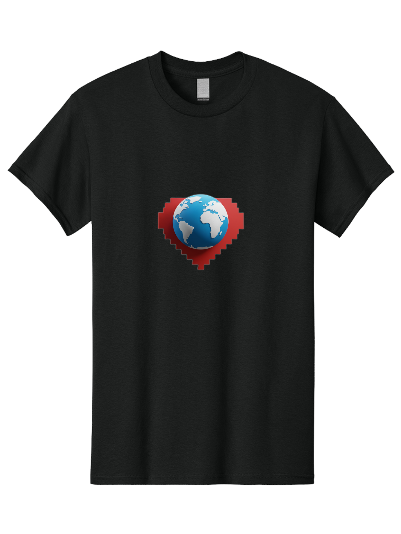 Globe-4 Men'S Graphic Tee, 100% Cotton, Comfortable Casual Summer Wear, Machine Washable, Globe Centered On Red Heart, Global Unity, Love For Earth, World Harmony, Digital Illustration, 3D Globe, Heart Shape, International Cooperation, Baa744 15