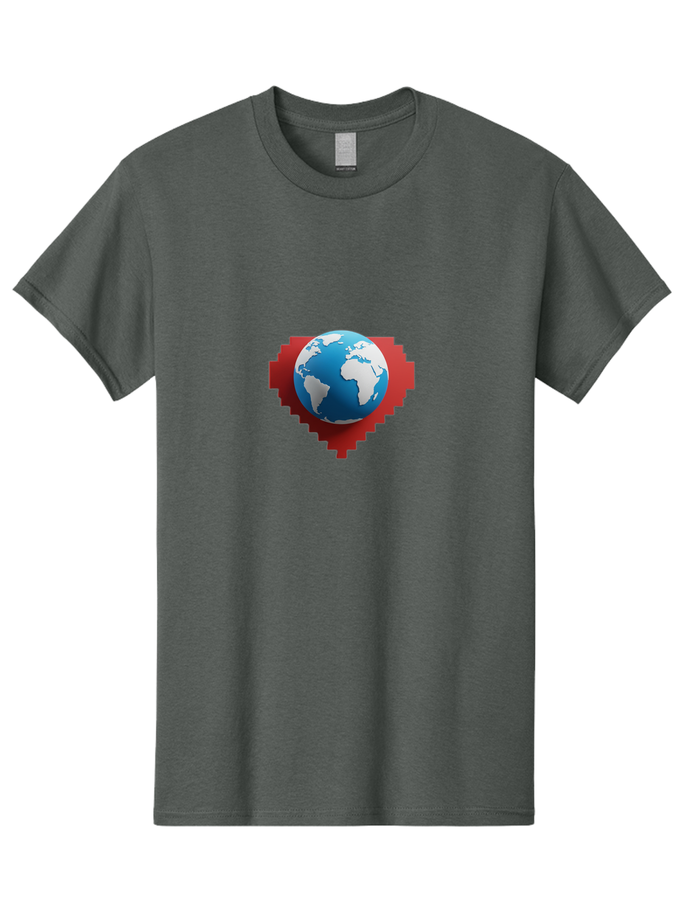 Globe-4 Men'S Graphic Tee, 100% Cotton, Comfortable Casual Summer Wear, Machine Washable, Globe Centered On Red Heart, Global Unity, Love For Earth, World Harmony, Digital Illustration, 3D Globe, Heart Shape, International Cooperation, Baa744 27
