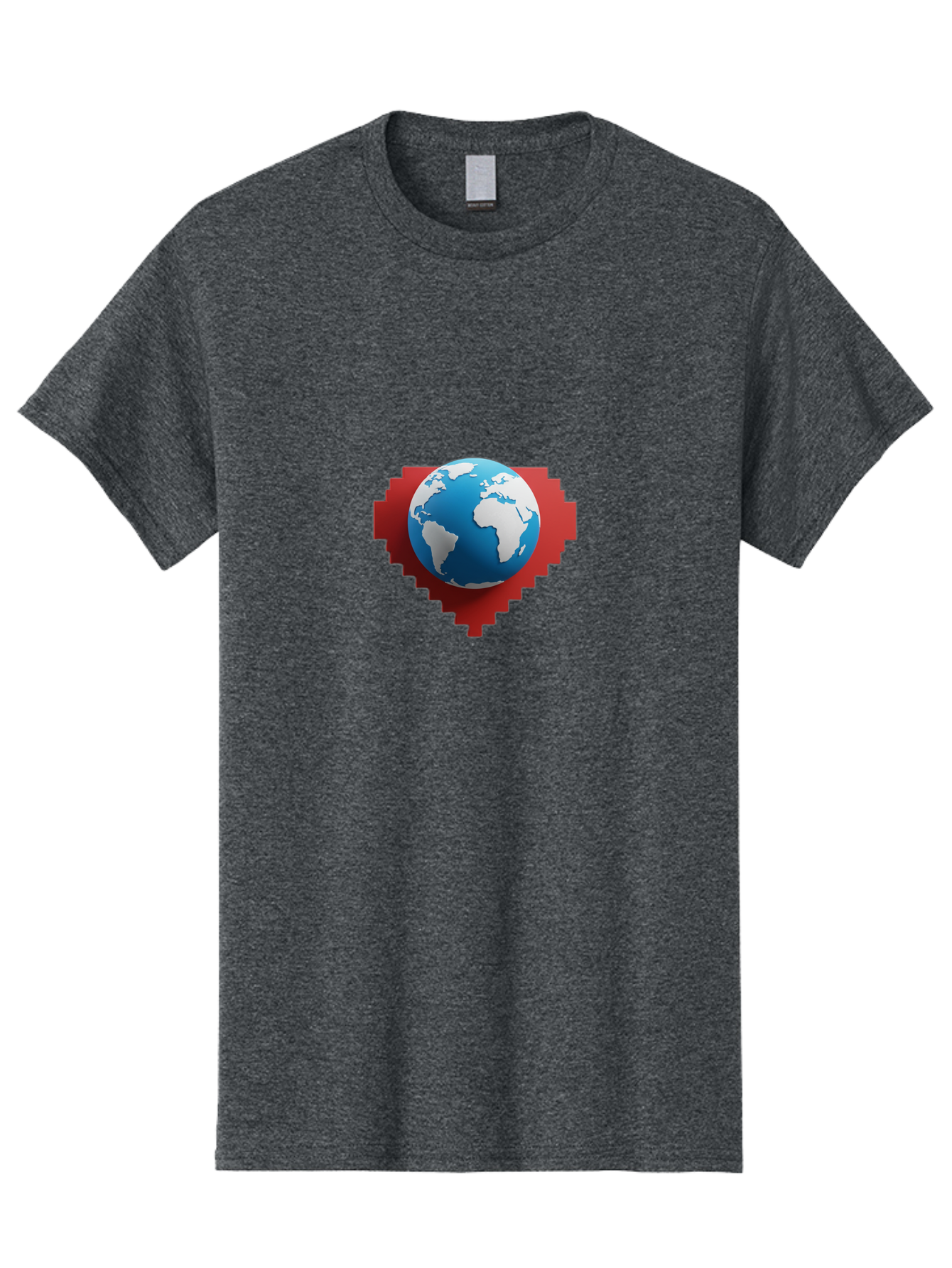Globe-4 Men'S Graphic Tee, 100% Cotton, Comfortable Casual Summer Wear, Machine Washable, Globe Centered On Red Heart, Global Unity, Love For Earth, World Harmony, Digital Illustration, 3D Globe, Heart Shape, International Cooperation, Baa744 23