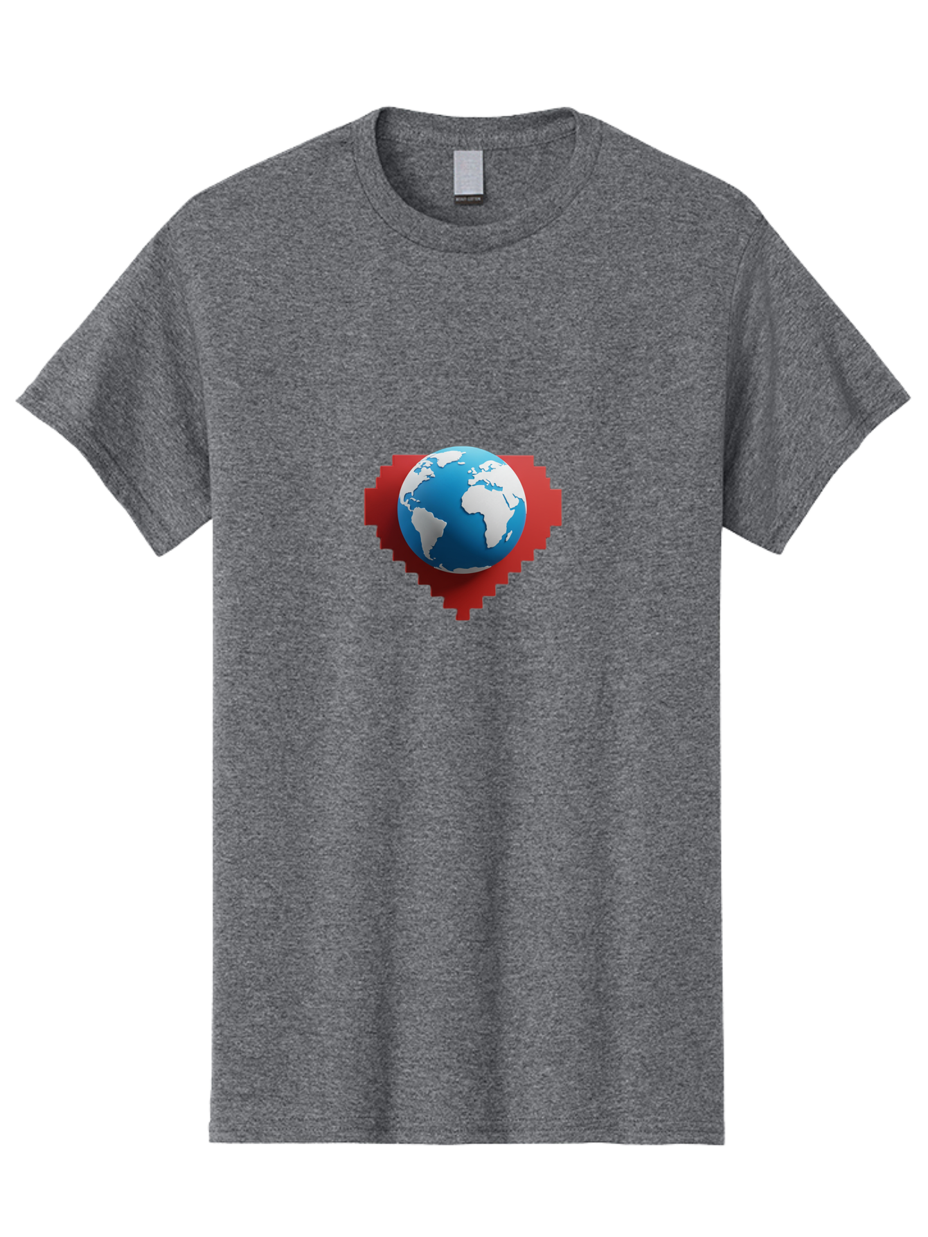 Globe-4 Men'S Graphic Tee, 100% Cotton, Comfortable Casual Summer Wear, Machine Washable, Globe Centered On Red Heart, Global Unity, Love For Earth, World Harmony, Digital Illustration, 3D Globe, Heart Shape, International Cooperation, Baa744 3