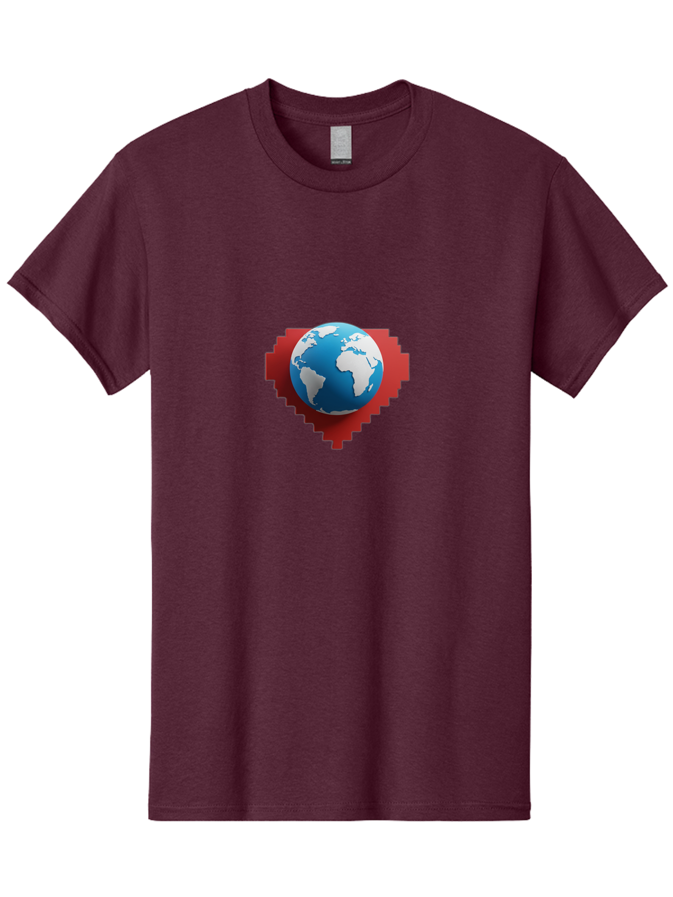 Globe-4 Men'S Graphic Tee, 100% Cotton, Comfortable Casual Summer Wear, Machine Washable, Globe Centered On Red Heart, Global Unity, Love For Earth, World Harmony, Digital Illustration, 3D Globe, Heart Shape, International Cooperation, Baa744 5