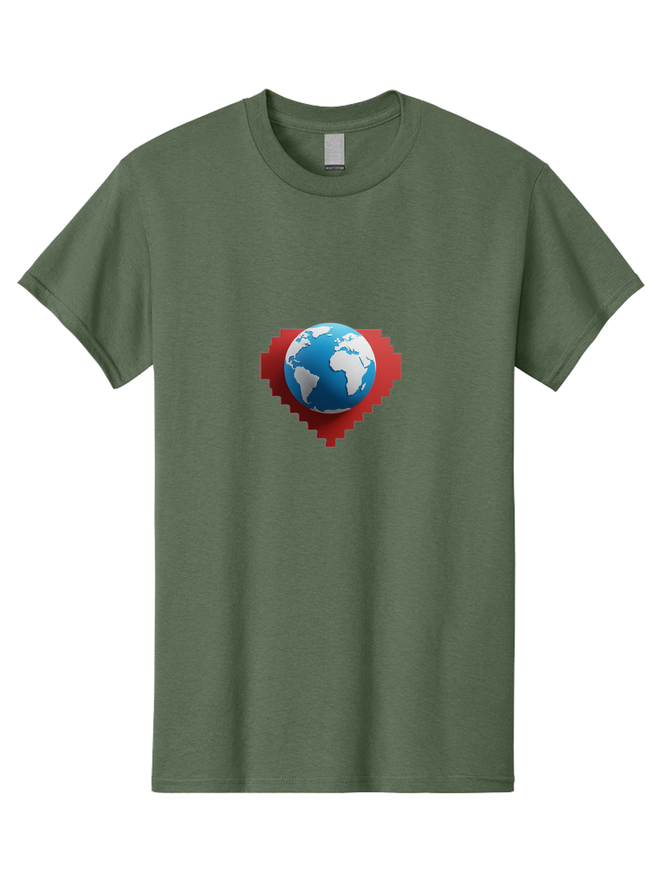 Globe-4 Men'S Graphic Tee, 100% Cotton, Comfortable Casual Summer Wear, Machine Washable, Globe Centered On Red Heart, Global Unity, Love For Earth, World Harmony, Digital Illustration, 3D Globe, Heart Shape, International Cooperation, Baa744 13