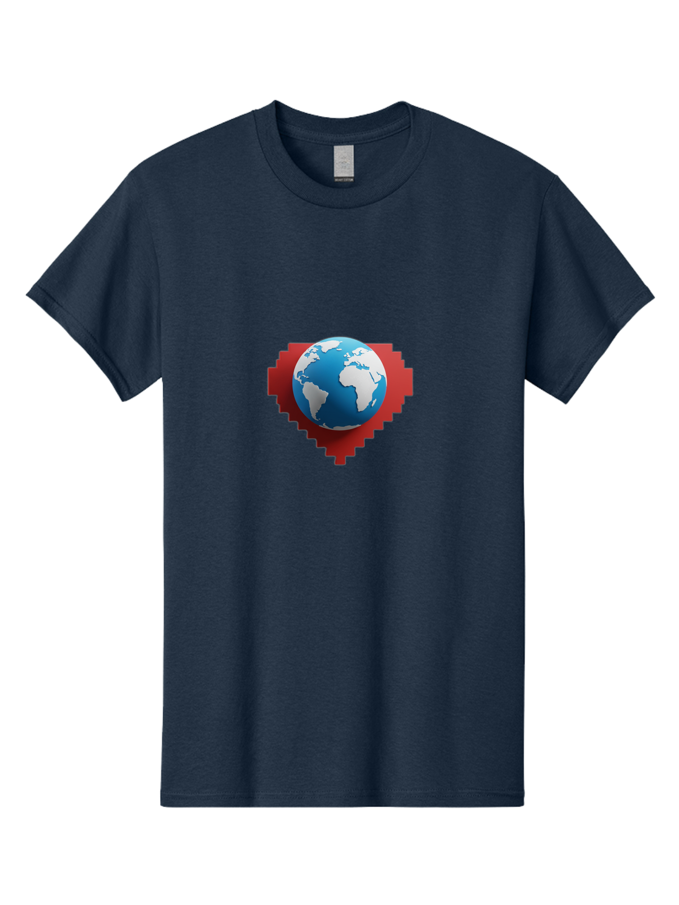 Globe-4 Men'S Graphic Tee, 100% Cotton, Comfortable Casual Summer Wear, Machine Washable, Globe Centered On Red Heart, Global Unity, Love For Earth, World Harmony, Digital Illustration, 3D Globe, Heart Shape, International Cooperation, Baa744 9