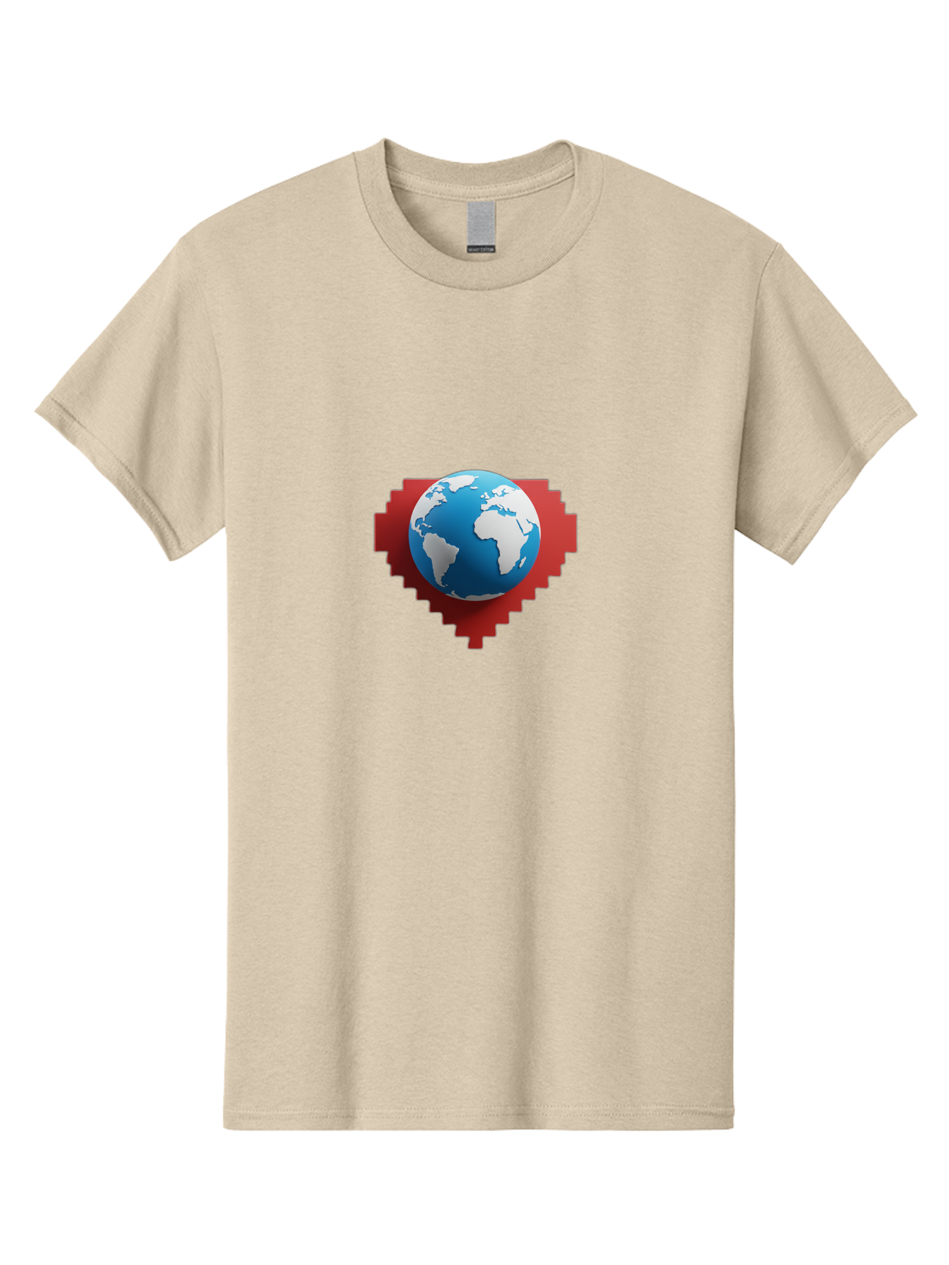 Globe-4 Men'S Graphic Tee, 100% Cotton, Comfortable Casual Summer Wear, Machine Washable, Globe Centered On Red Heart, Global Unity, Love For Earth, World Harmony, Digital Illustration, 3D Globe, Heart Shape, International Cooperation, Baa744 7