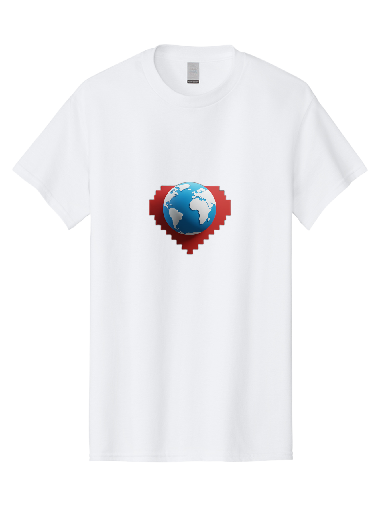 Globe-4 Men'S Graphic Tee, 100% Cotton, Comfortable Casual Summer Wear, Machine Washable, Globe Centered On Red Heart, Global Unity, Love For Earth, World Harmony, Digital Illustration, 3D Globe, Heart Shape, International Cooperation, Baa744 25