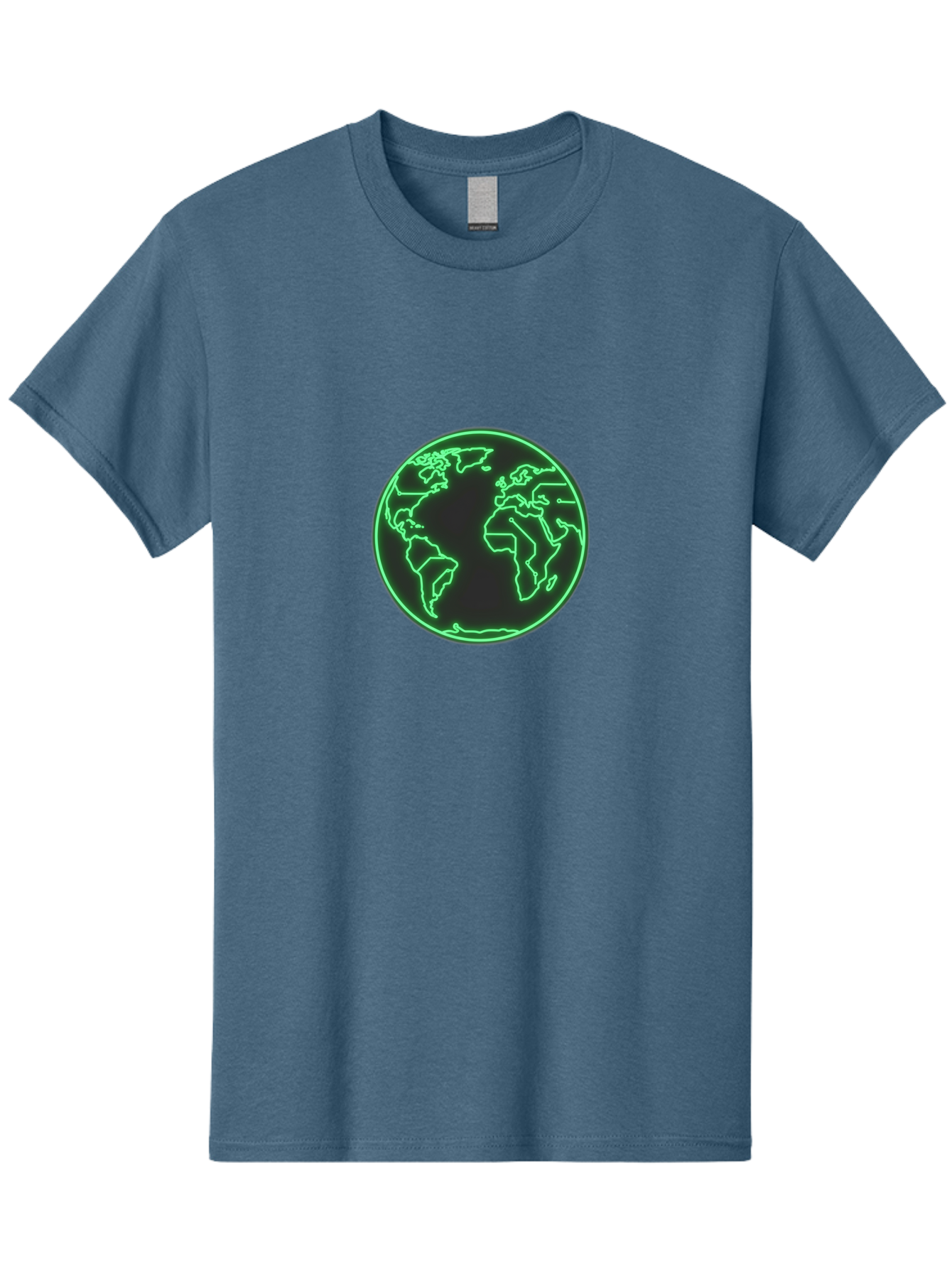 Globe-7 Men'S Graphic Tee, 100% Cotton, Comfortable Casual Summer Wear, Machine Washable, Globe Icon, World Map, Global Illustration, Neon Outline, Minimalist Design, Earth Symbol, International Representation Baa747 3