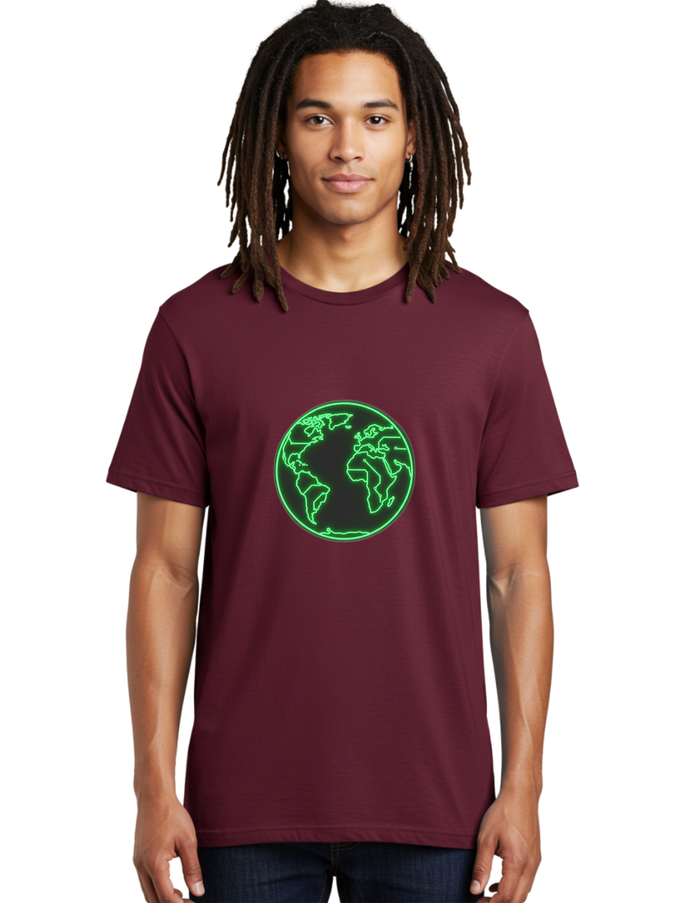 Globe-7 Men'S Graphic Tee, 100% Cotton, Comfortable Casual Summer Wear, Machine Washable, Globe Icon, World Map, Global Illustration, Neon Outline, Minimalist Design, Earth Symbol, International Representation Baa747 22
