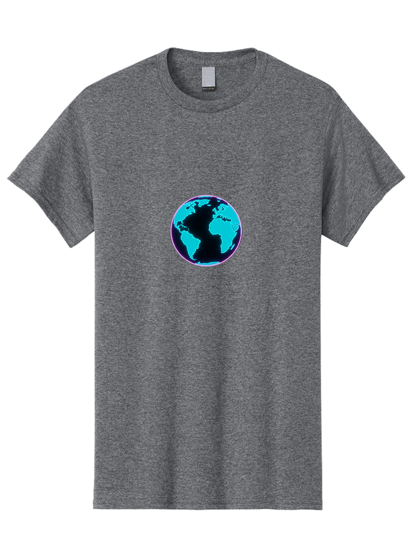Globe-9 Men'S Graphic Tee, 100% Cotton, Comfortable Casual Summer Wear, Machine Washable, Globe, World Map, Blue And Black Silhouette, Centered, Visual Representation, Earth'S Surface, Americas Centered, Pink Outline, Modern Design, Baa749 23