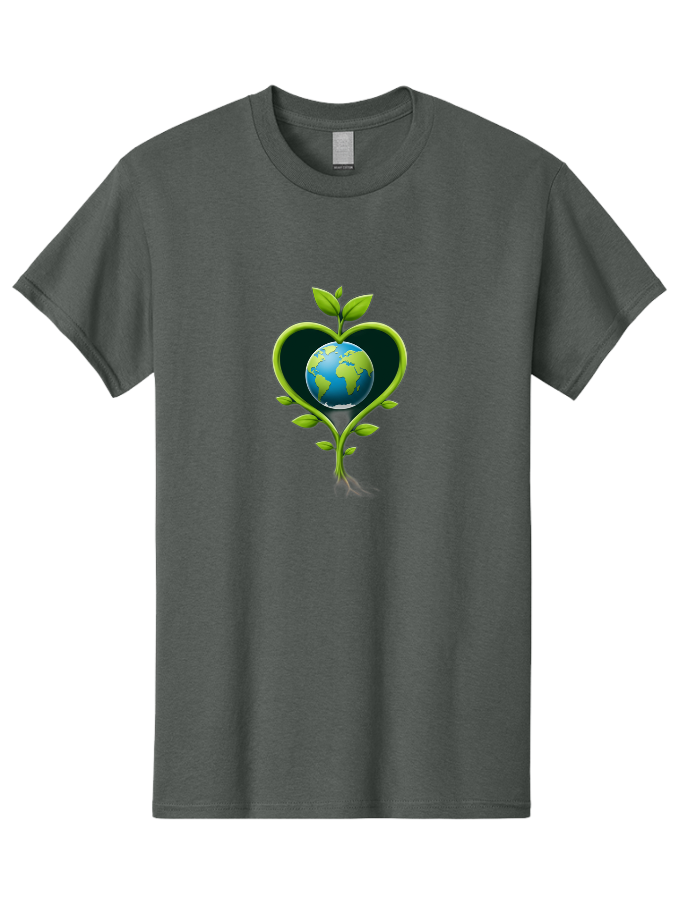 Globe-In-Heart-1 Men'S Graphic Tee, 100% Cotton, Comfortable Casual Summer Wear, Machine Washable, Globe In Heart Shape, Love For The Planet, Eco-Friendly, Green Leaves, Environmental Conservation, Sustainable Living, Earth Care, Heartwarming, Baa752 21