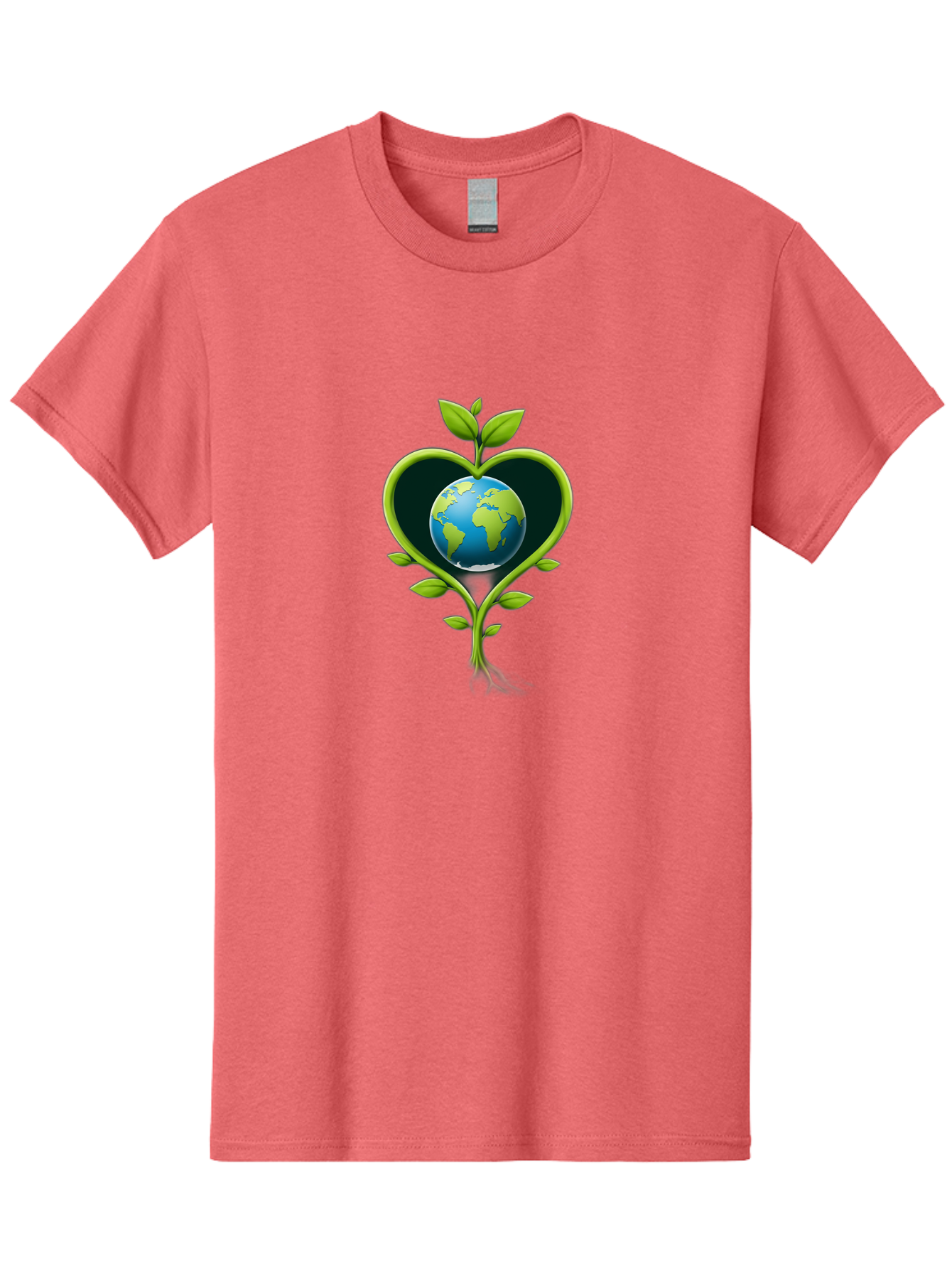 Globe-In-Heart-1 Men'S Graphic Tee, 100% Cotton, Comfortable Casual Summer Wear, Machine Washable, Globe In Heart Shape, Love For The Planet, Eco-Friendly, Green Leaves, Environmental Conservation, Sustainable Living, Earth Care, Heartwarming, Baa752 3
