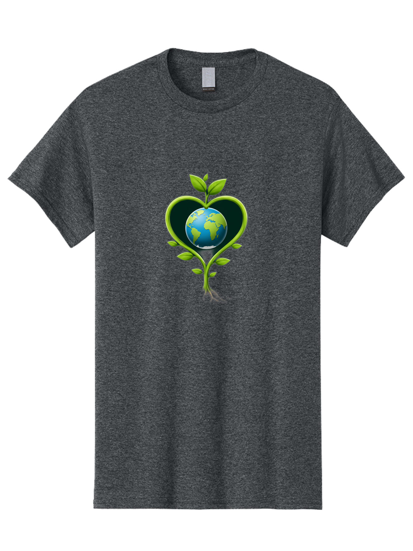 Globe-In-Heart-1 Men'S Graphic Tee, 100% Cotton, Comfortable Casual Summer Wear, Machine Washable, Globe In Heart Shape, Love For The Planet, Eco-Friendly, Green Leaves, Environmental Conservation, Sustainable Living, Earth Care, Heartwarming, Baa752 17
