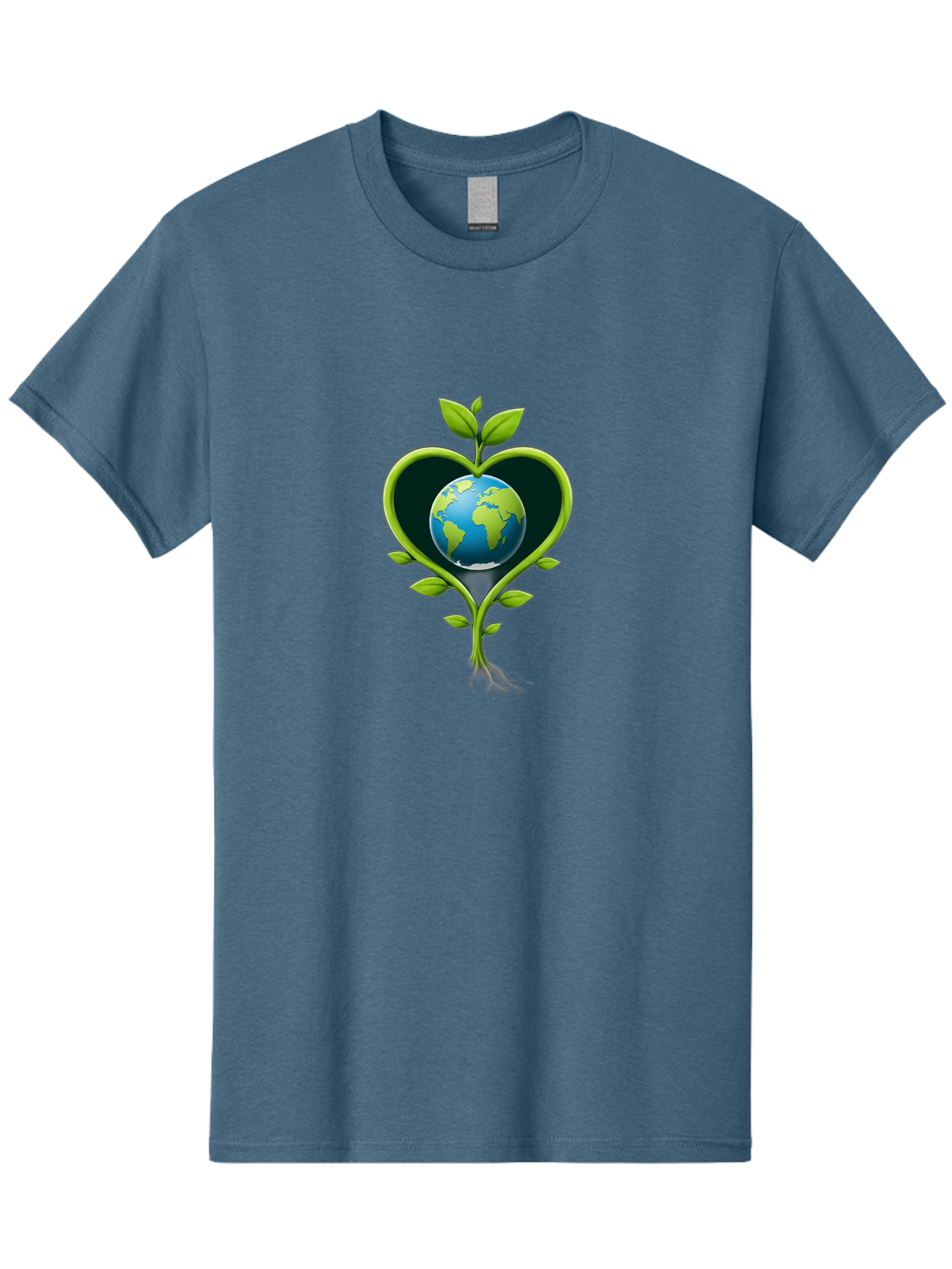Globe-In-Heart-1 Men'S Graphic Tee, 100% Cotton, Comfortable Casual Summer Wear, Machine Washable, Globe In Heart Shape, Love For The Planet, Eco-Friendly, Green Leaves, Environmental Conservation, Sustainable Living, Earth Care, Heartwarming, Baa752 5