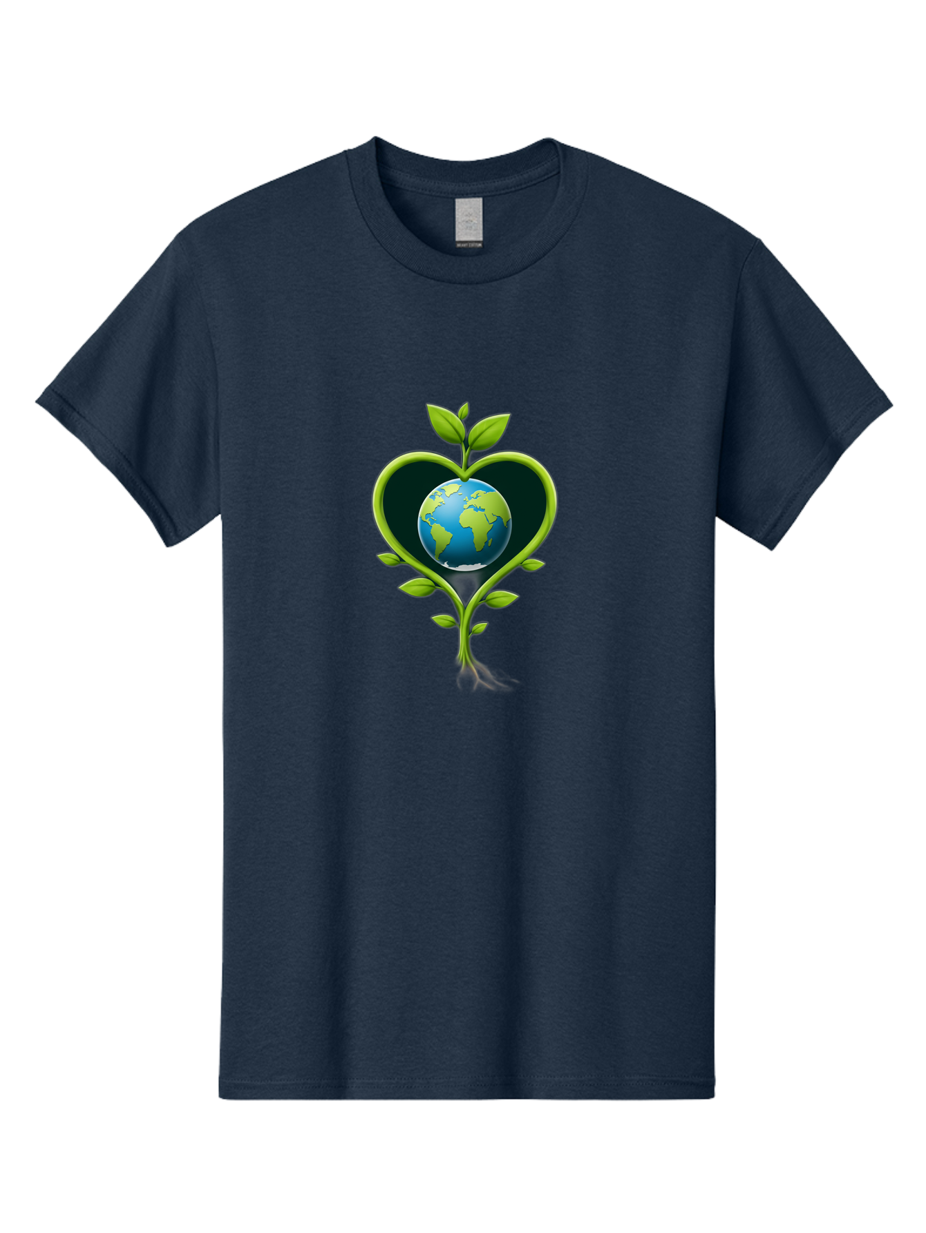 Globe-In-Heart-1 Men'S Graphic Tee, 100% Cotton, Comfortable Casual Summer Wear, Machine Washable, Globe In Heart Shape, Love For The Planet, Eco-Friendly, Green Leaves, Environmental Conservation, Sustainable Living, Earth Care, Heartwarming, Baa752 1