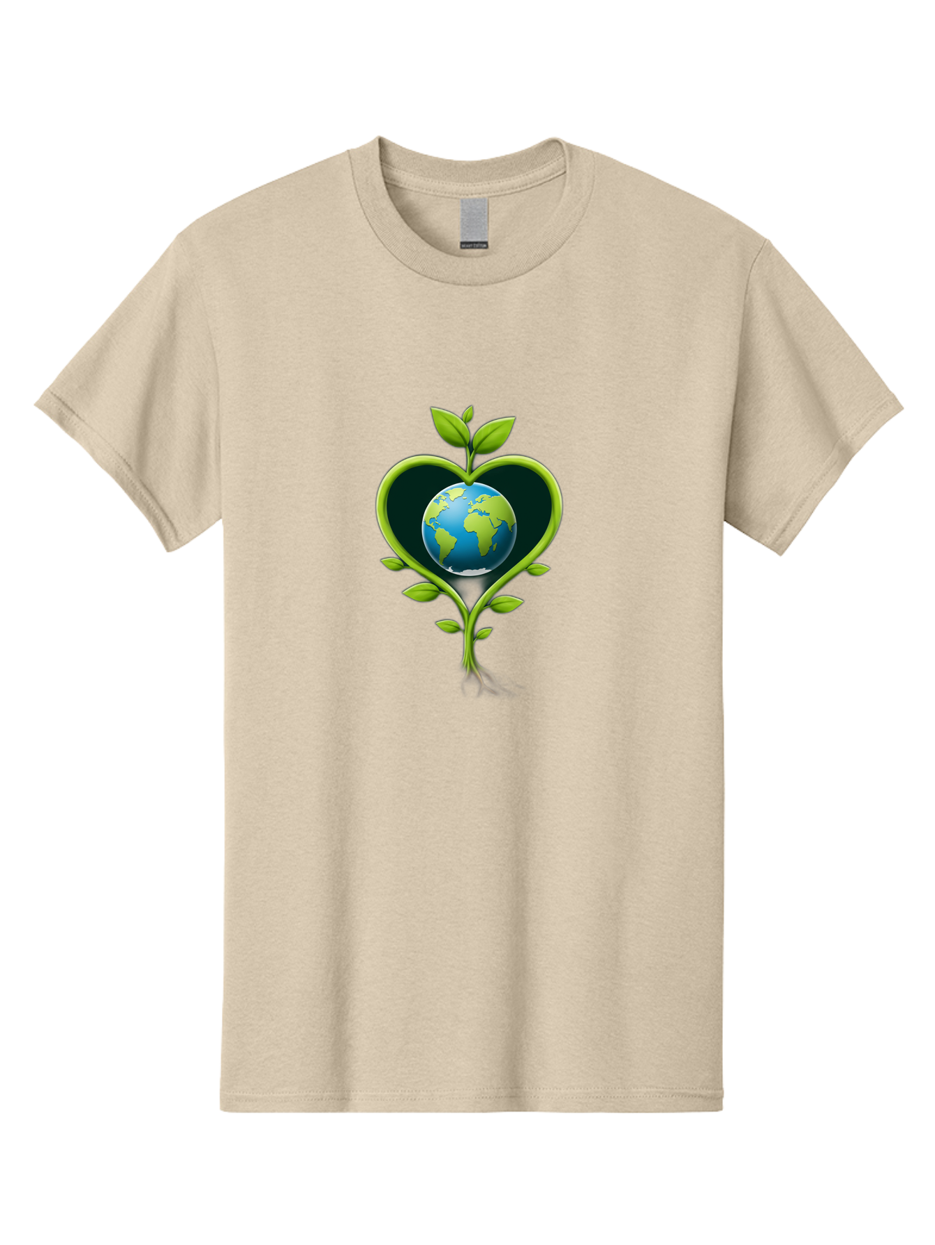 Globe-In-Heart-1 Men'S Graphic Tee, 100% Cotton, Comfortable Casual Summer Wear, Machine Washable, Globe In Heart Shape, Love For The Planet, Eco-Friendly, Green Leaves, Environmental Conservation, Sustainable Living, Earth Care, Heartwarming, Baa752 23