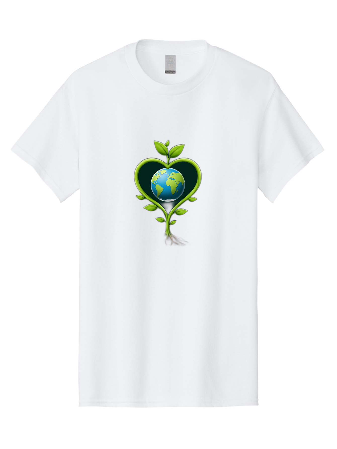 Globe-In-Heart-1 Men'S Graphic Tee, 100% Cotton, Comfortable Casual Summer Wear, Machine Washable, Globe In Heart Shape, Love For The Planet, Eco-Friendly, Green Leaves, Environmental Conservation, Sustainable Living, Earth Care, Heartwarming, Baa752 7