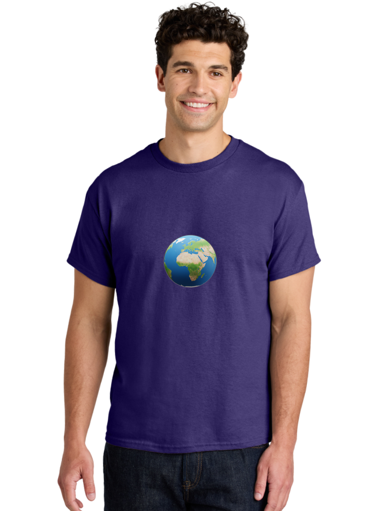 Globe Men'S Graphic Tee, 100% Cotton, Comfortable Casual Summer Wear, Machine Washable, Globe Showing Africa And Europe, World Map, Global View, International Geography, Planet Earth, Blue Oceans, Green Landmasses, 3D Rendering, Baa764 30