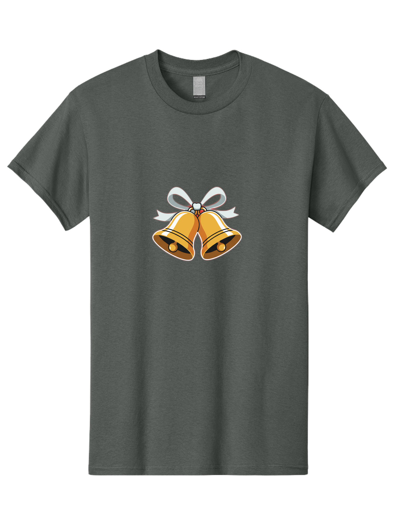 Golden-Bells-1 Men'S Graphic Tee, 100% Cotton, Comfortable Casual Summer Wear, Machine Washable, Golden Christmas Bells, Festive Decoration, Holiday Symbols, Shiny Bells, White Ribbon, Christmas Theme, Festive Atmosphere, Holiday Cheer, Baa768 13