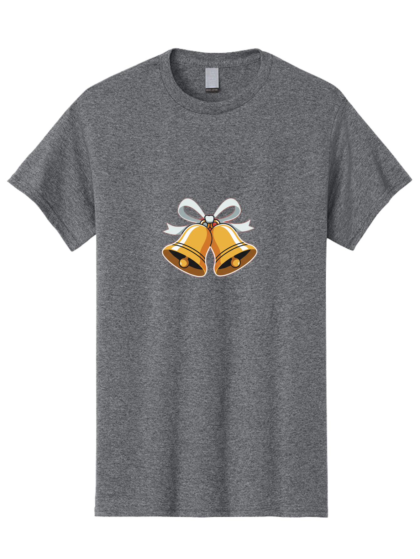 Golden-Bells-1 Men'S Graphic Tee, 100% Cotton, Comfortable Casual Summer Wear, Machine Washable, Golden Christmas Bells, Festive Decoration, Holiday Symbols, Shiny Bells, White Ribbon, Christmas Theme, Festive Atmosphere, Holiday Cheer, Baa768 15