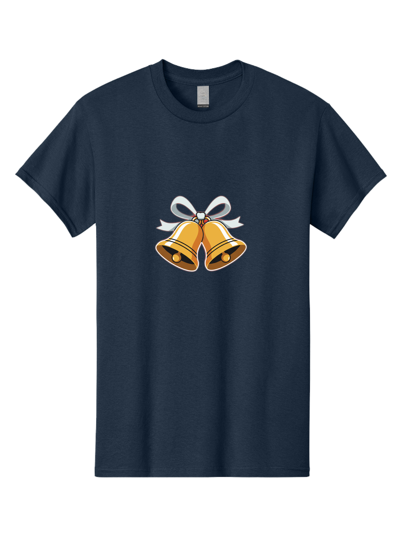 Golden-Bells-1 Men'S Graphic Tee, 100% Cotton, Comfortable Casual Summer Wear, Machine Washable, Golden Christmas Bells, Festive Decoration, Holiday Symbols, Shiny Bells, White Ribbon, Christmas Theme, Festive Atmosphere, Holiday Cheer, Baa768 25