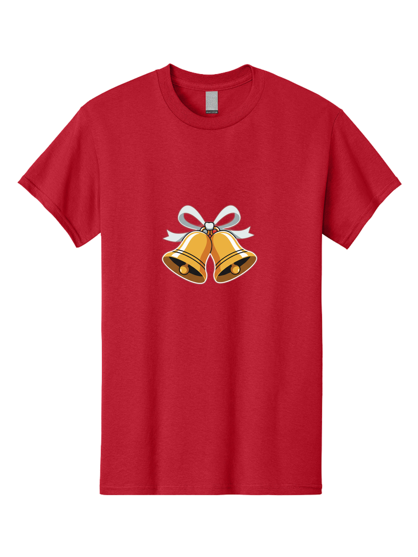 Golden-Bells-1 Men'S Graphic Tee, 100% Cotton, Comfortable Casual Summer Wear, Machine Washable, Golden Christmas Bells, Festive Decoration, Holiday Symbols, Shiny Bells, White Ribbon, Christmas Theme, Festive Atmosphere, Holiday Cheer, Baa768 19