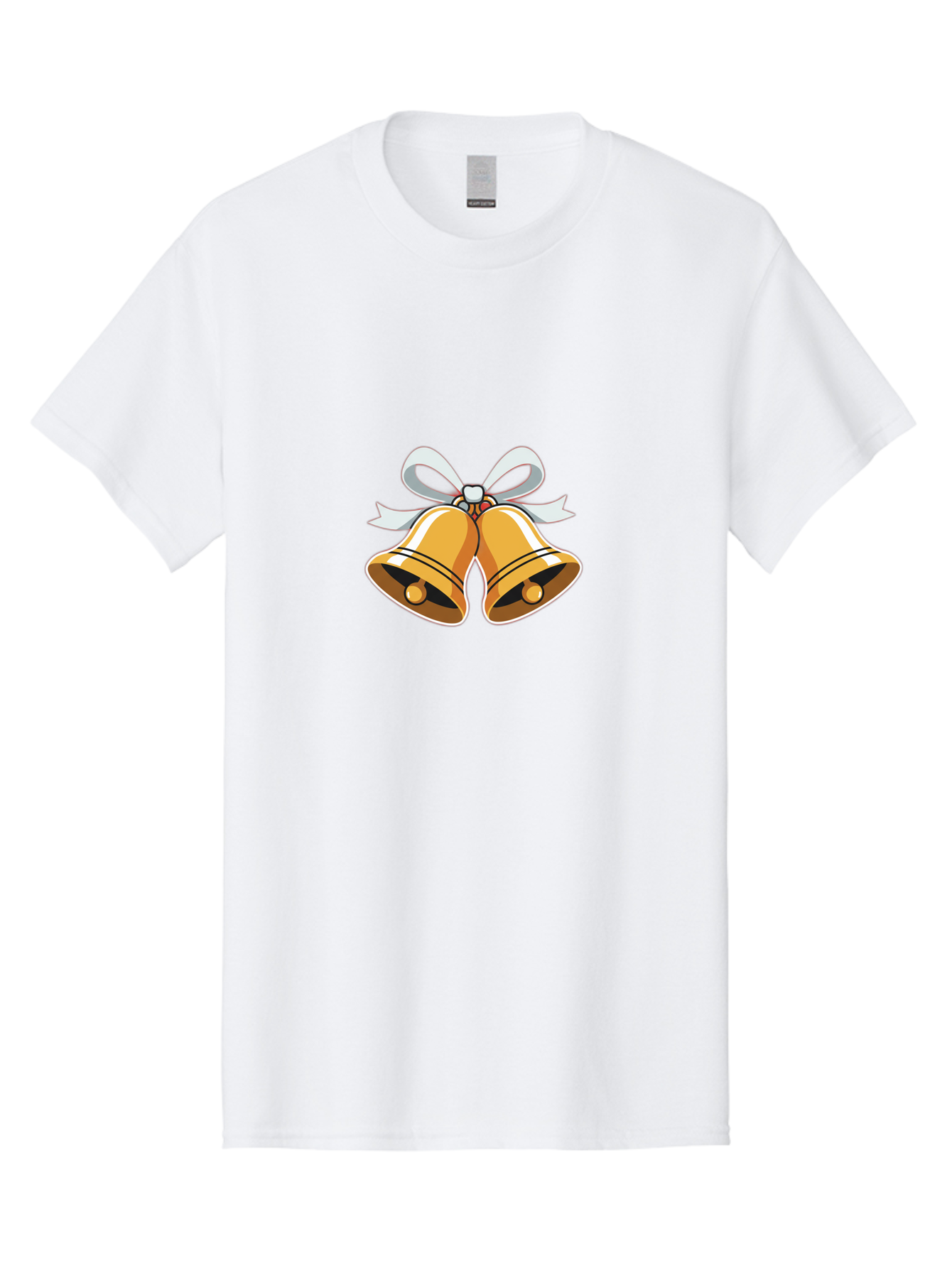Golden-Bells-1 Men'S Graphic Tee, 100% Cotton, Comfortable Casual Summer Wear, Machine Washable, Golden Christmas Bells, Festive Decoration, Holiday Symbols, Shiny Bells, White Ribbon, Christmas Theme, Festive Atmosphere, Holiday Cheer, Baa768 7