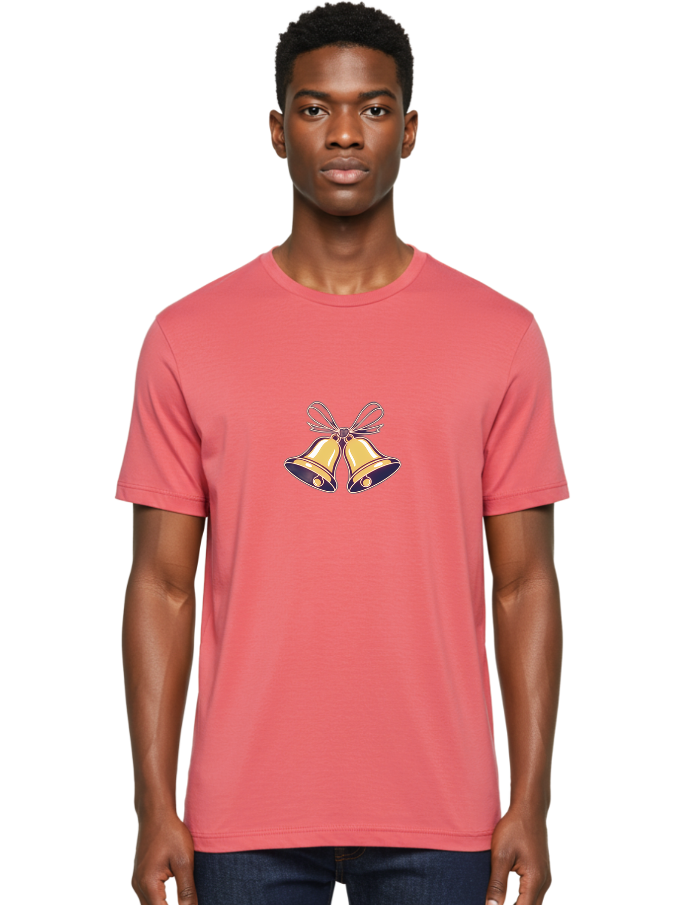 Golden-Bells-3 Men'S Graphic Tee, 100% Cotton, Comfortable Casual Summer Wear, Machine Washable, Christmas Bells, Golden Bells, Festive Decor, Holiday Decorations, Christmas Ornaments, Festive Atmosphere, Winter Wonderland, Seasonal Greetings Baa770 28