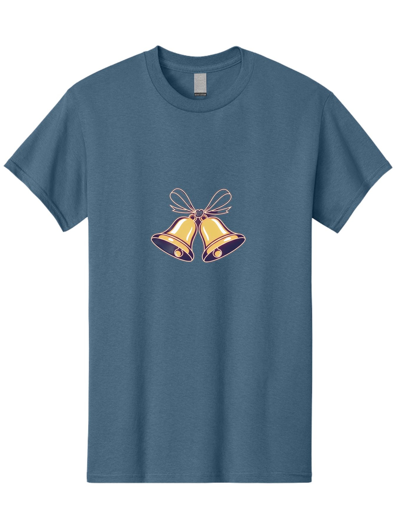 Golden-Bells-3 Men'S Graphic Tee, 100% Cotton, Comfortable Casual Summer Wear, Machine Washable, Christmas Bells, Golden Bells, Festive Decor, Holiday Decorations, Christmas Ornaments, Festive Atmosphere, Winter Wonderland, Seasonal Greetings Baa770 5