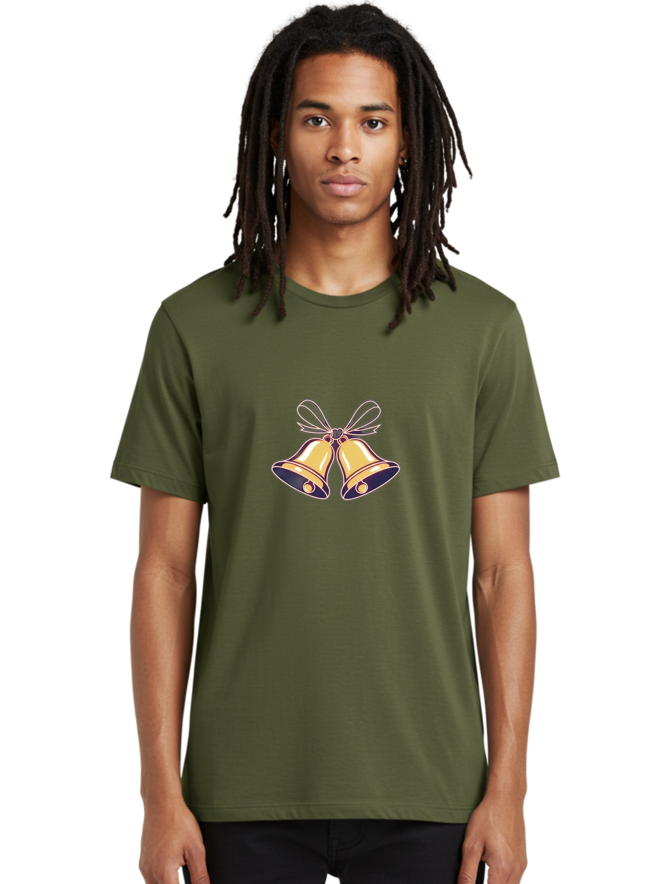 Golden-Bells-3 Men'S Graphic Tee, 100% Cotton, Comfortable Casual Summer Wear, Machine Washable, Christmas Bells, Golden Bells, Festive Decor, Holiday Decorations, Christmas Ornaments, Festive Atmosphere, Winter Wonderland, Seasonal Greetings Baa770 27