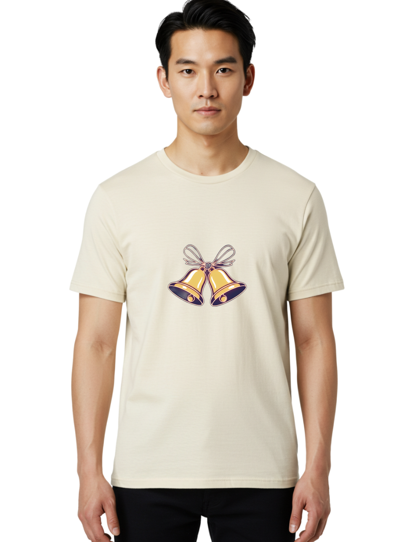 Golden-Bells-3 Men'S Graphic Tee, 100% Cotton, Comfortable Casual Summer Wear, Machine Washable, Christmas Bells, Golden Bells, Festive Decor, Holiday Decorations, Christmas Ornaments, Festive Atmosphere, Winter Wonderland, Seasonal Greetings Baa770 18