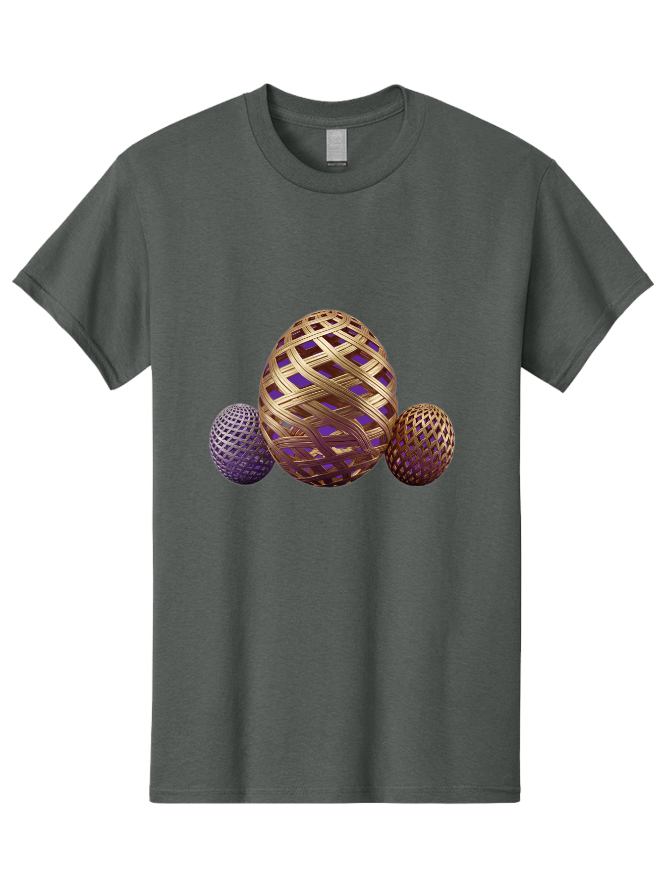 Golden-Eggs Men'S Graphic Tee, 100% Cotton, Comfortable Casual Summer Wear, Machine Washable, Lattice Eggs, Woven Eggs, Easter Eggs, Decorative Eggs, 3D Eggs, Purple And Gold, Festive Decor, Holiday Decorations, Egg Designs, Intricate Patterns Baa774 7