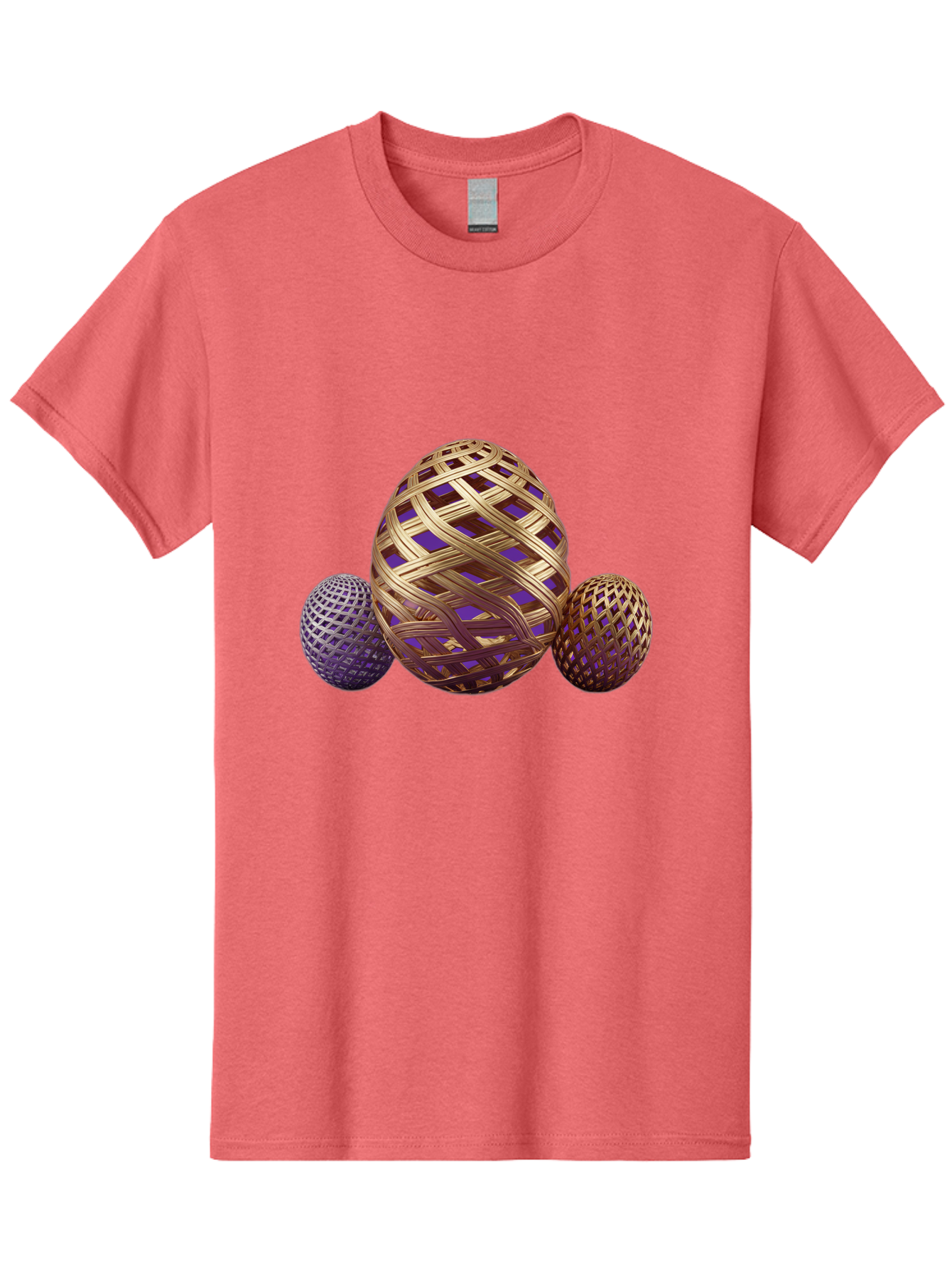 Golden-Eggs Men'S Graphic Tee, 100% Cotton, Comfortable Casual Summer Wear, Machine Washable, Lattice Eggs, Woven Eggs, Easter Eggs, Decorative Eggs, 3D Eggs, Purple And Gold, Festive Decor, Holiday Decorations, Egg Designs, Intricate Patterns Baa774 15