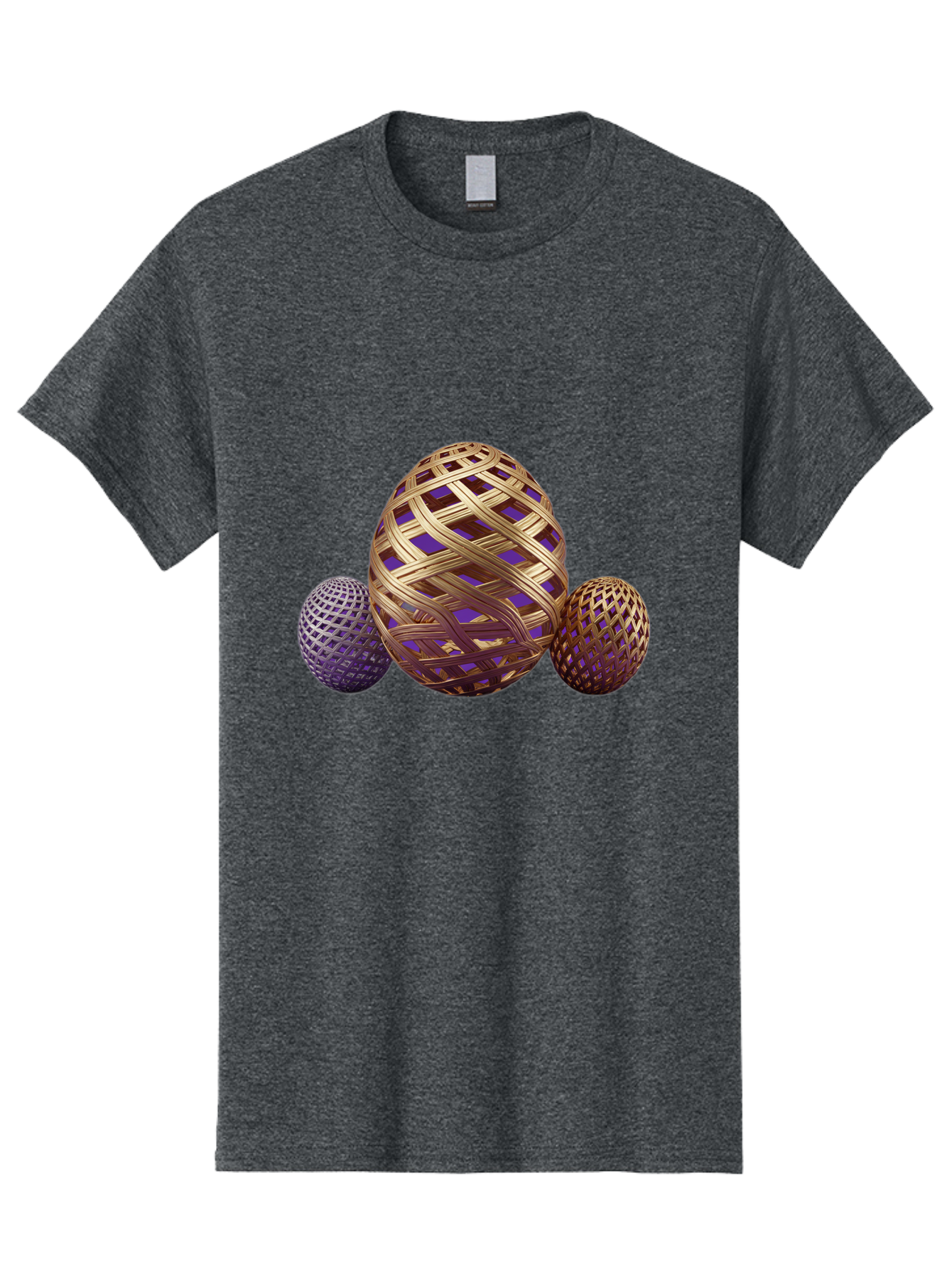 Golden-Eggs Men'S Graphic Tee, 100% Cotton, Comfortable Casual Summer Wear, Machine Washable, Lattice Eggs, Woven Eggs, Easter Eggs, Decorative Eggs, 3D Eggs, Purple And Gold, Festive Decor, Holiday Decorations, Egg Designs, Intricate Patterns Baa774 25