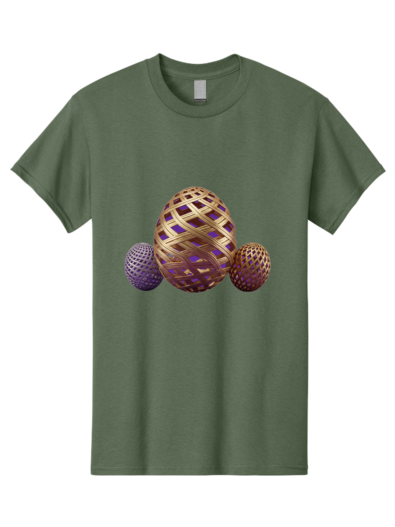 Golden-Eggs Men'S Graphic Tee, 100% Cotton, Comfortable Casual Summer Wear, Machine Washable, Lattice Eggs, Woven Eggs, Easter Eggs, Decorative Eggs, 3D Eggs, Purple And Gold, Festive Decor, Holiday Decorations, Egg Designs, Intricate Patterns Baa774 21