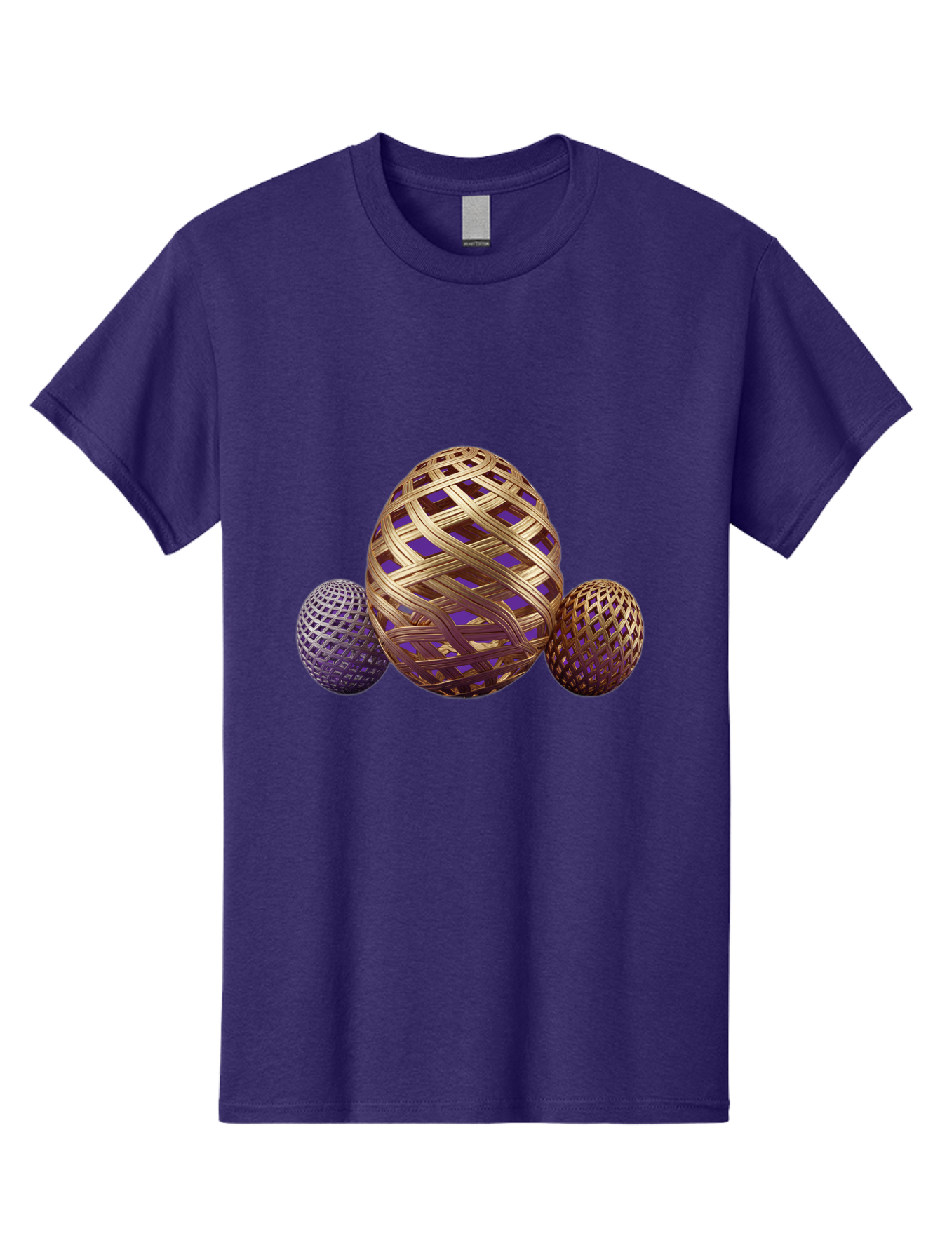 Golden-Eggs Men'S Graphic Tee, 100% Cotton, Comfortable Casual Summer Wear, Machine Washable, Lattice Eggs, Woven Eggs, Easter Eggs, Decorative Eggs, 3D Eggs, Purple And Gold, Festive Decor, Holiday Decorations, Egg Designs, Intricate Patterns Baa774 27