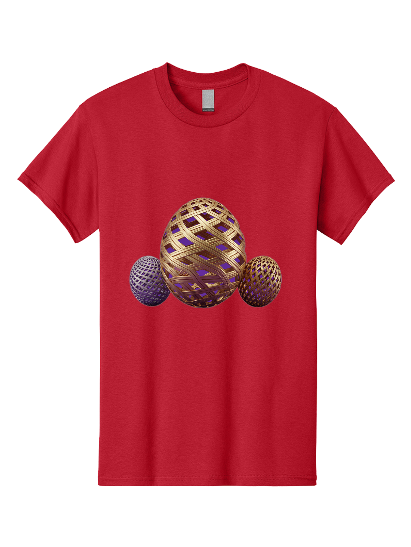 Golden-Eggs Men'S Graphic Tee, 100% Cotton, Comfortable Casual Summer Wear, Machine Washable, Lattice Eggs, Woven Eggs, Easter Eggs, Decorative Eggs, 3D Eggs, Purple And Gold, Festive Decor, Holiday Decorations, Egg Designs, Intricate Patterns Baa774 13