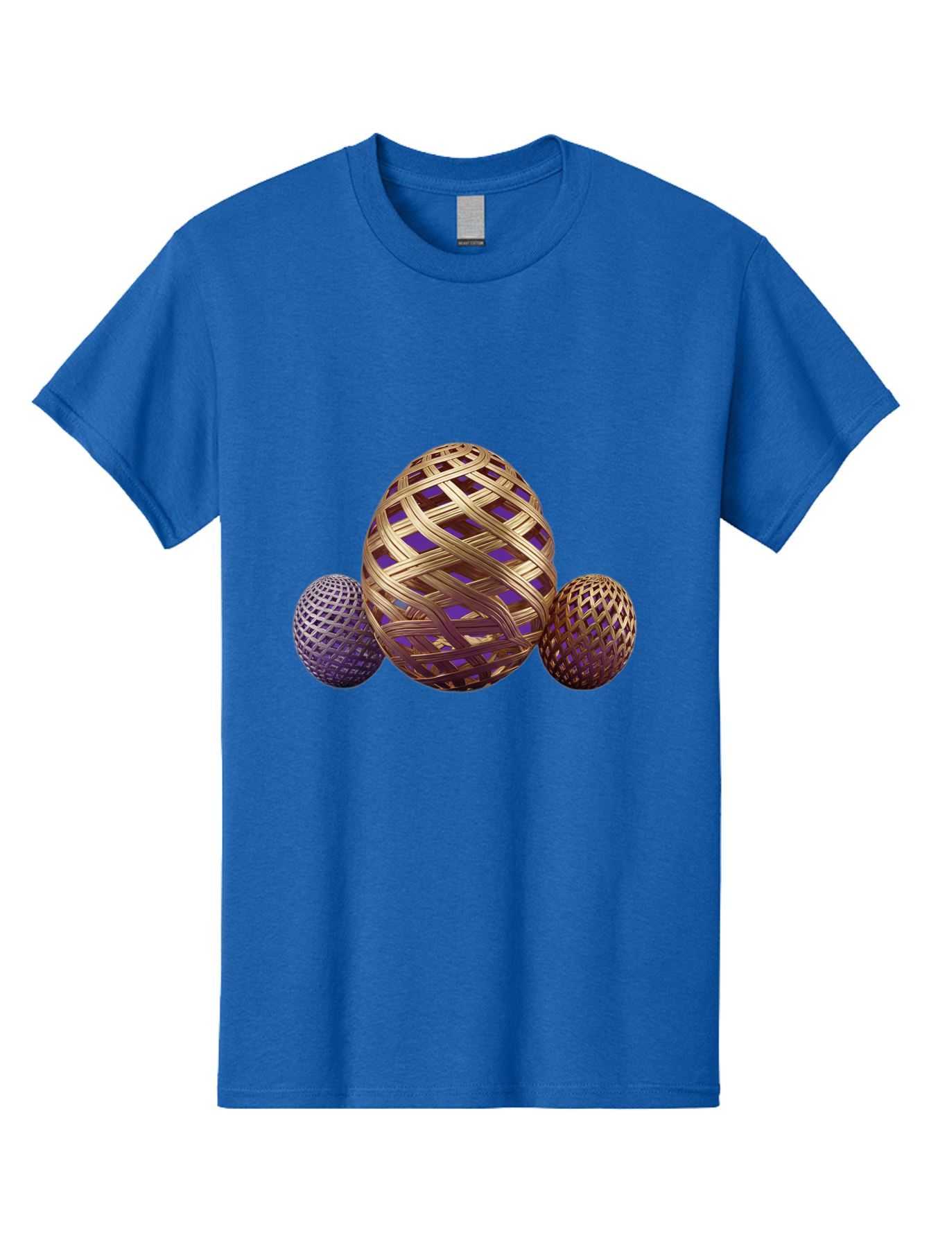 Golden-Eggs Men'S Graphic Tee, 100% Cotton, Comfortable Casual Summer Wear, Machine Washable, Lattice Eggs, Woven Eggs, Easter Eggs, Decorative Eggs, 3D Eggs, Purple And Gold, Festive Decor, Holiday Decorations, Egg Designs, Intricate Patterns Baa774 19