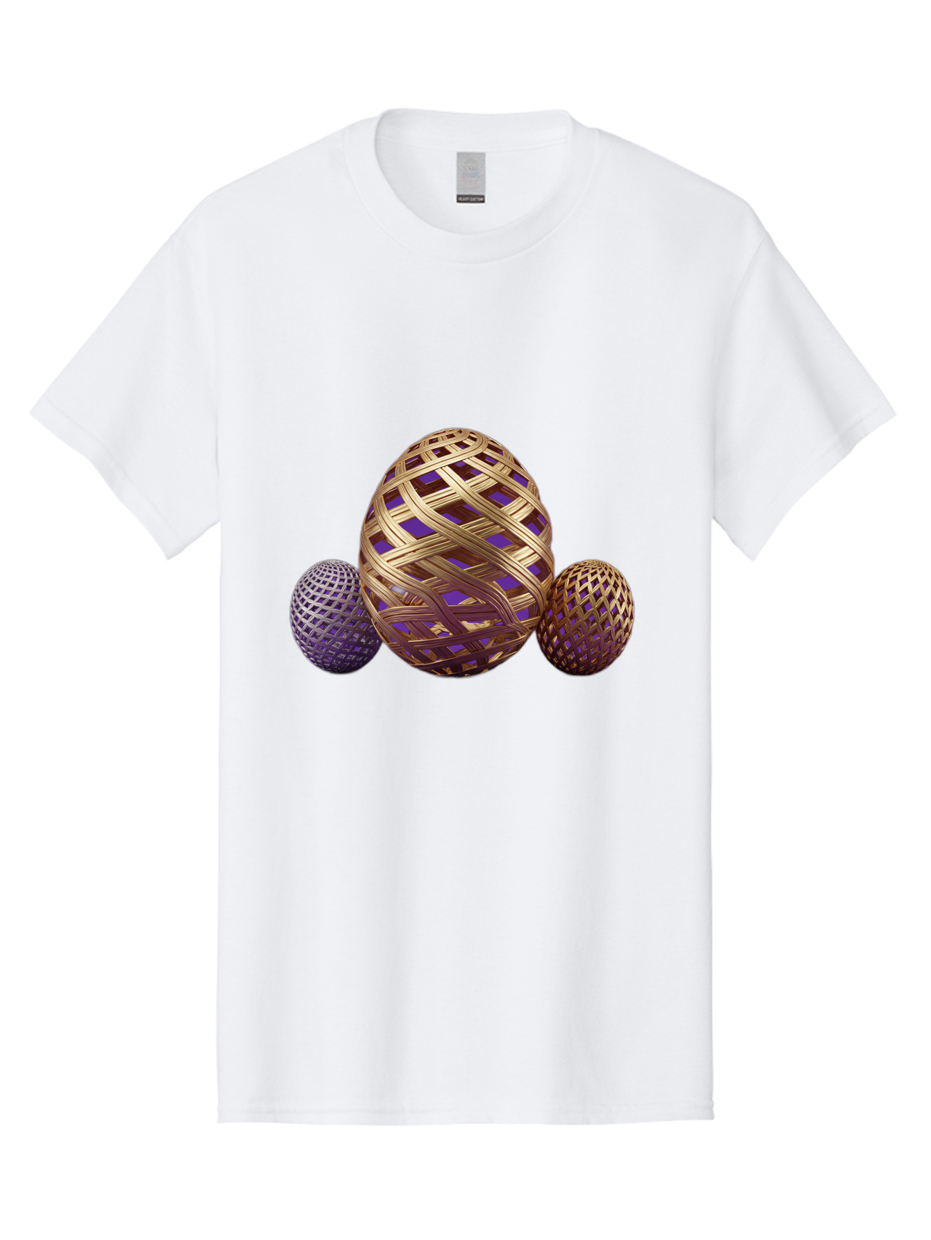 Golden-Eggs Men'S Graphic Tee, 100% Cotton, Comfortable Casual Summer Wear, Machine Washable, Lattice Eggs, Woven Eggs, Easter Eggs, Decorative Eggs, 3D Eggs, Purple And Gold, Festive Decor, Holiday Decorations, Egg Designs, Intricate Patterns Baa774 23