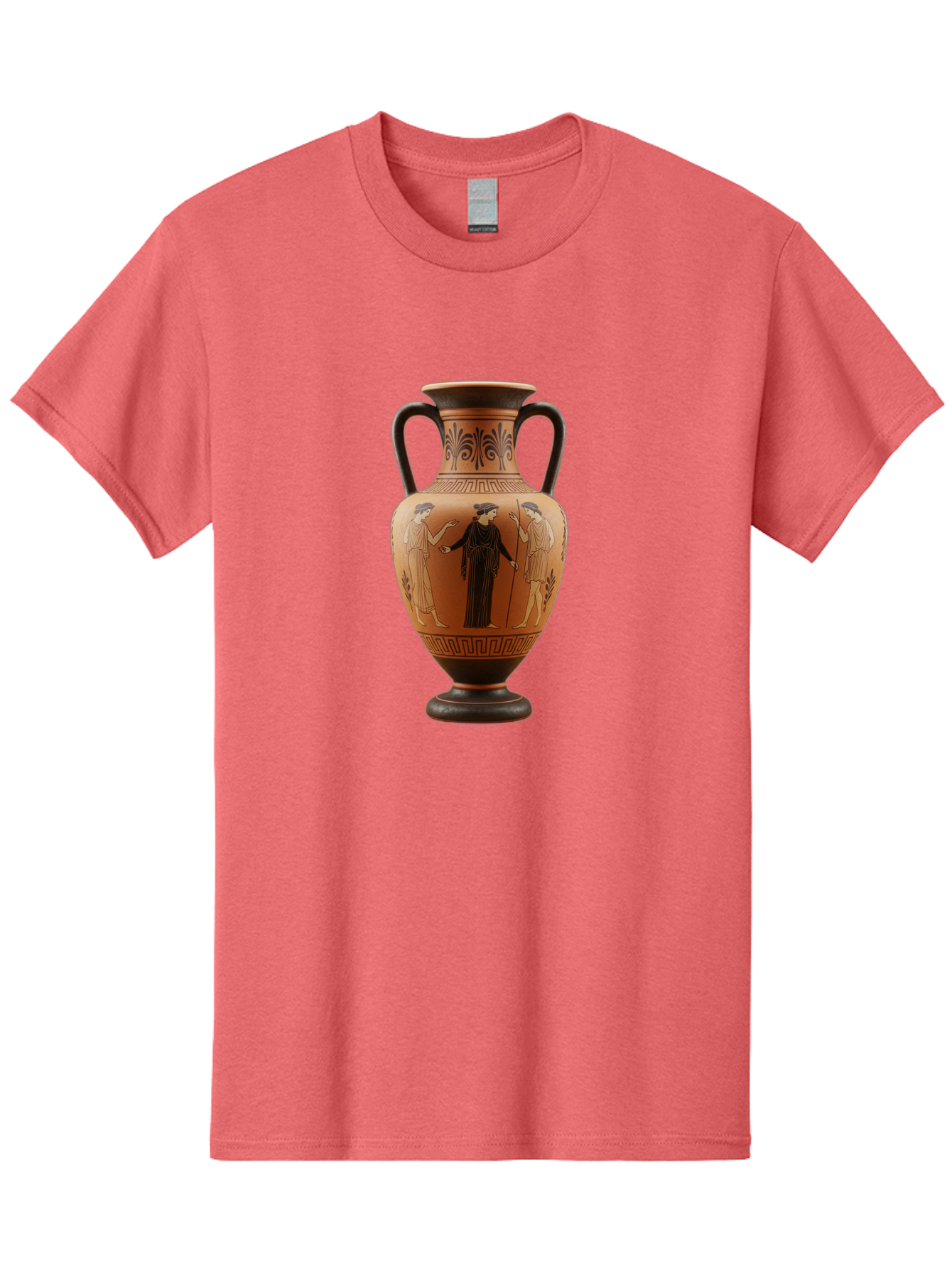 Greek-Vase Men'S Graphic Tee, 100% Cotton, Comfortable Casual Summer Wear, Machine Washable, Ancient Greek Pottery, Red Figure Technique, Classical Art, Mythological Scene, Women In Togas, Elegant Design, Ornate Patterns, Historical Artifact, Baa775 1