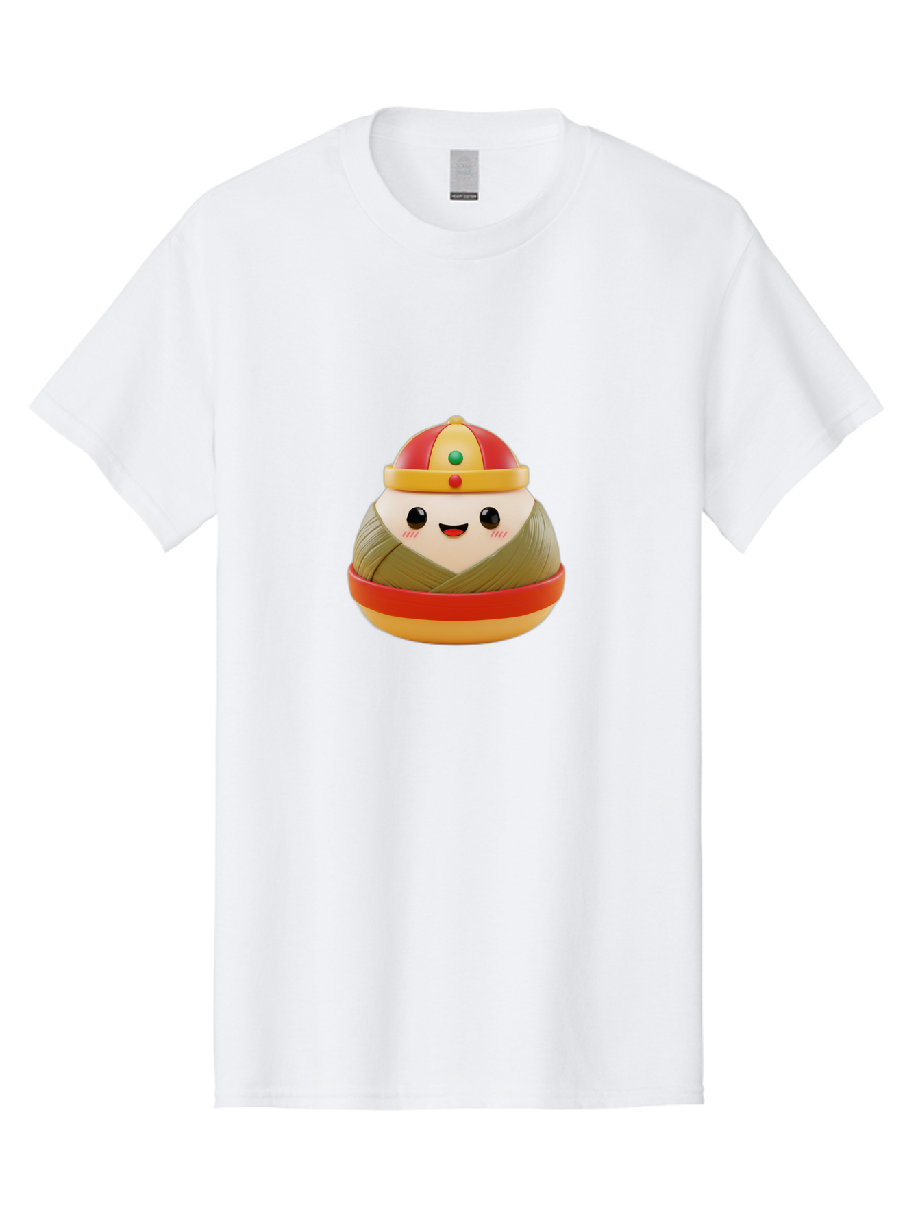 Gyoza-Prince Men'S Graphic Tee, 100% Cotton, Comfortable Casual Summer Wear, Machine Washable, Gyoza, Cartoon Character, Red And Gold Crown, Kawaii Face, Dumpling, Japanese Food, Fun Design, Cute, Cartoon Style, Playful, Foodie Art, Baa777 5