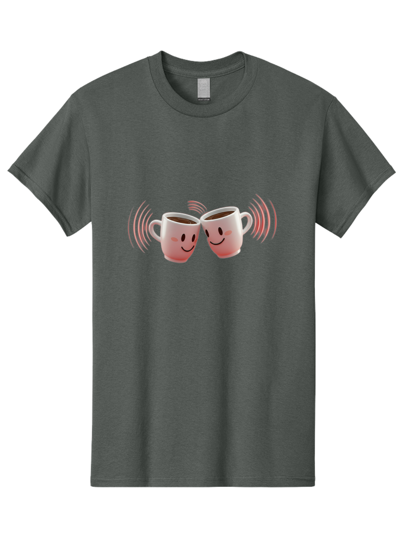 Happy-Coffee-Cups Men'S Graphic Tee, 100% Cotton, Comfortable Casual Summer Wear, Machine Washable, Clinking Coffee Cups, Smiley Faces, Coffee Break, Happy Vibes, Social Bonding, Friendship, Joyful Moment, Cute Cartoon, Coffee Lovers Baa781 21