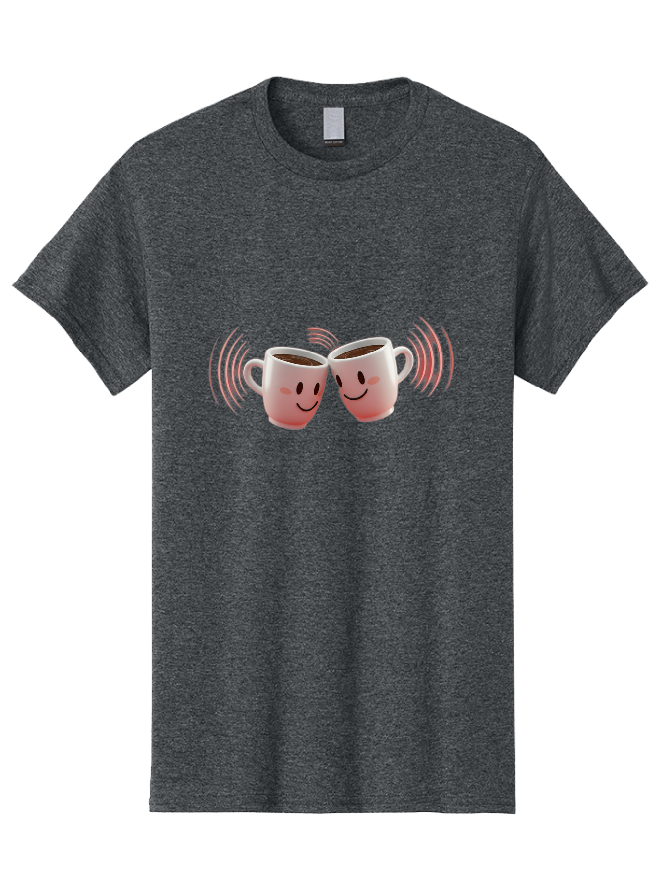 Happy-Coffee-Cups Men'S Graphic Tee, 100% Cotton, Comfortable Casual Summer Wear, Machine Washable, Clinking Coffee Cups, Smiley Faces, Coffee Break, Happy Vibes, Social Bonding, Friendship, Joyful Moment, Cute Cartoon, Coffee Lovers Baa781 25