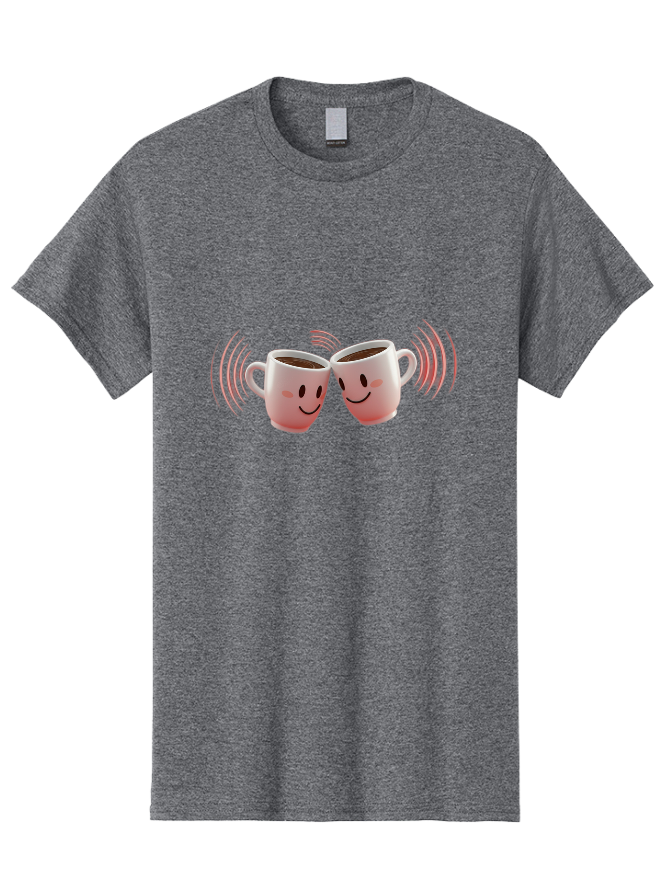 Happy-Coffee-Cups Men'S Graphic Tee, 100% Cotton, Comfortable Casual Summer Wear, Machine Washable, Clinking Coffee Cups, Smiley Faces, Coffee Break, Happy Vibes, Social Bonding, Friendship, Joyful Moment, Cute Cartoon, Coffee Lovers Baa781 5