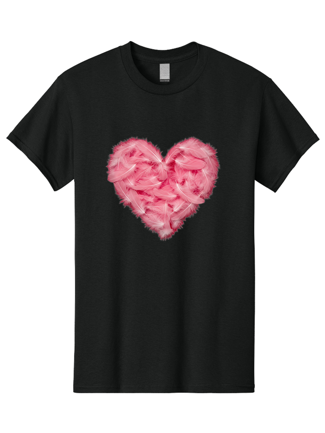 Heart-Of-Feathers Men'S Graphic Tee, 100% Cotton, Comfortable Casual Summer Wear, Machine Washable, Pink Feather Heart, Love Symbol, Soft Texture, Delicate Feathers, Romantic Gesture, Tender Heart, Loving Feeling Baa787 23